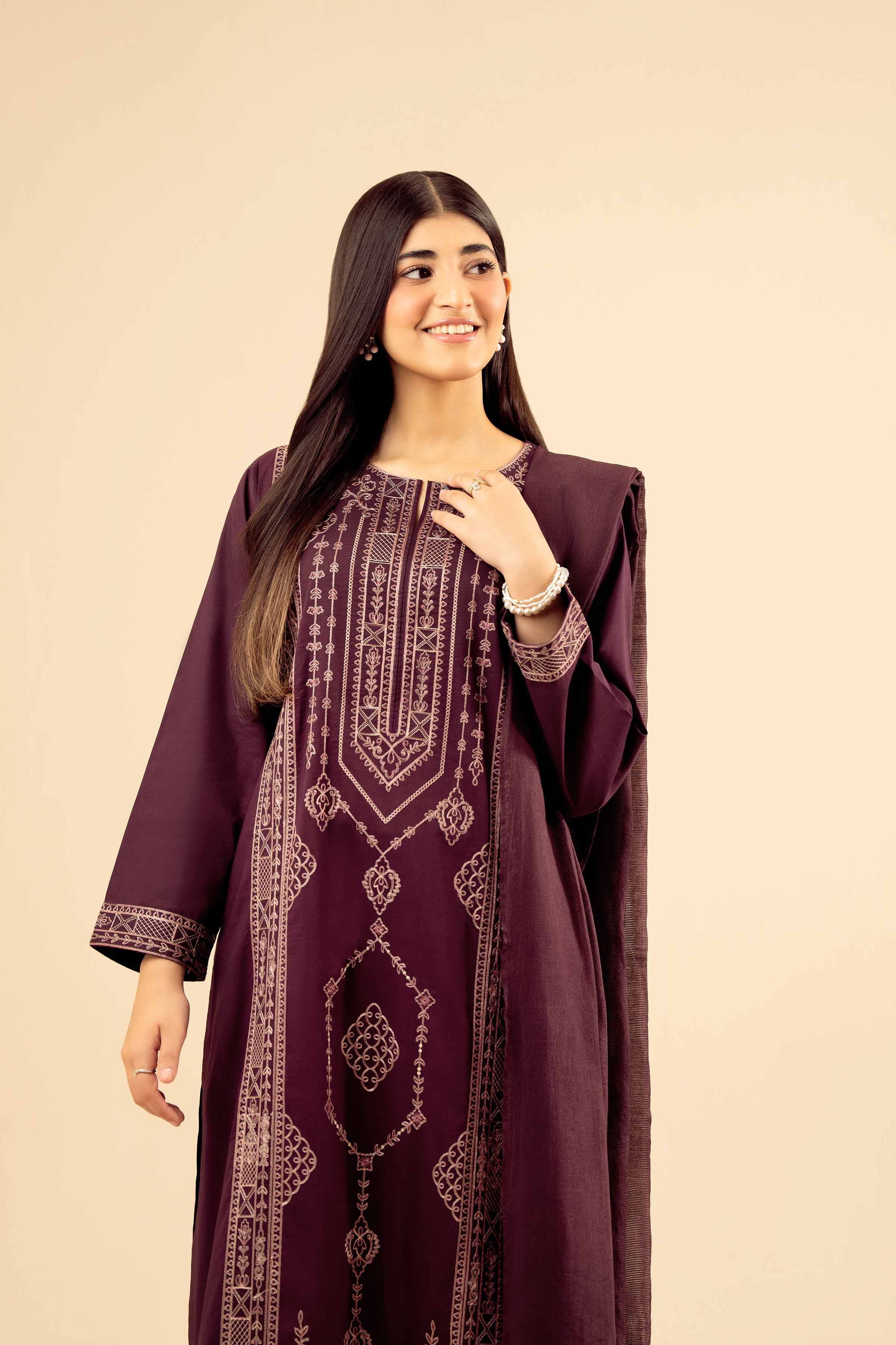 3 Piece - Embroidered Suit - PW25-413 - Image 5