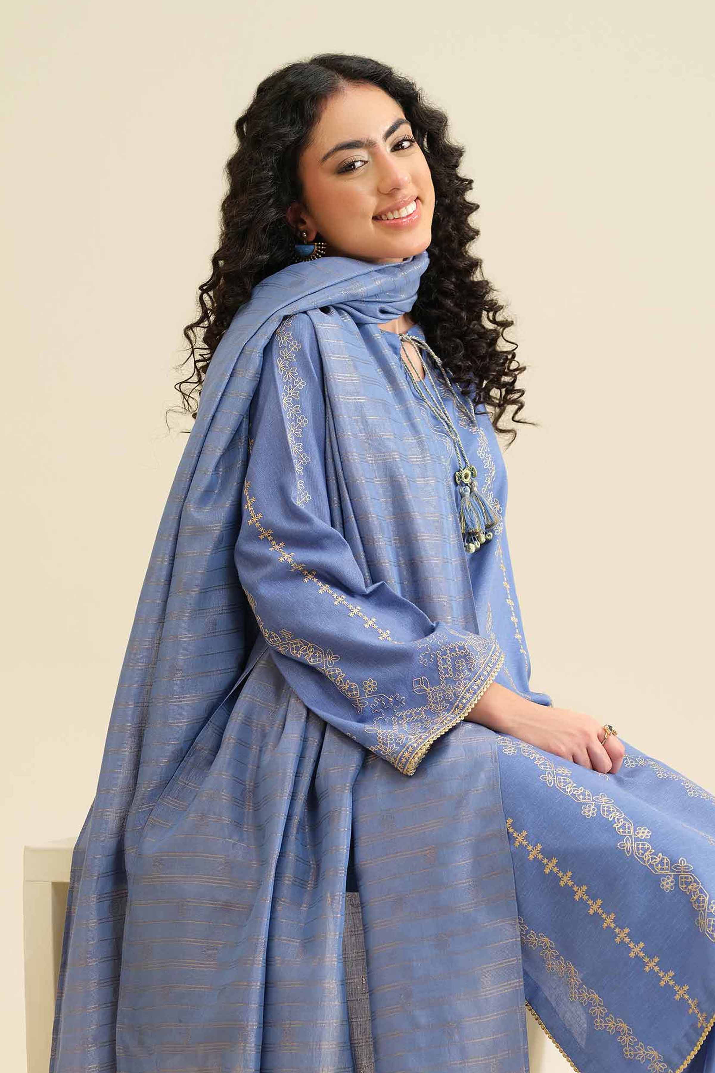 3 Piece - Embroidered Suit - PW25-417 - Image 2