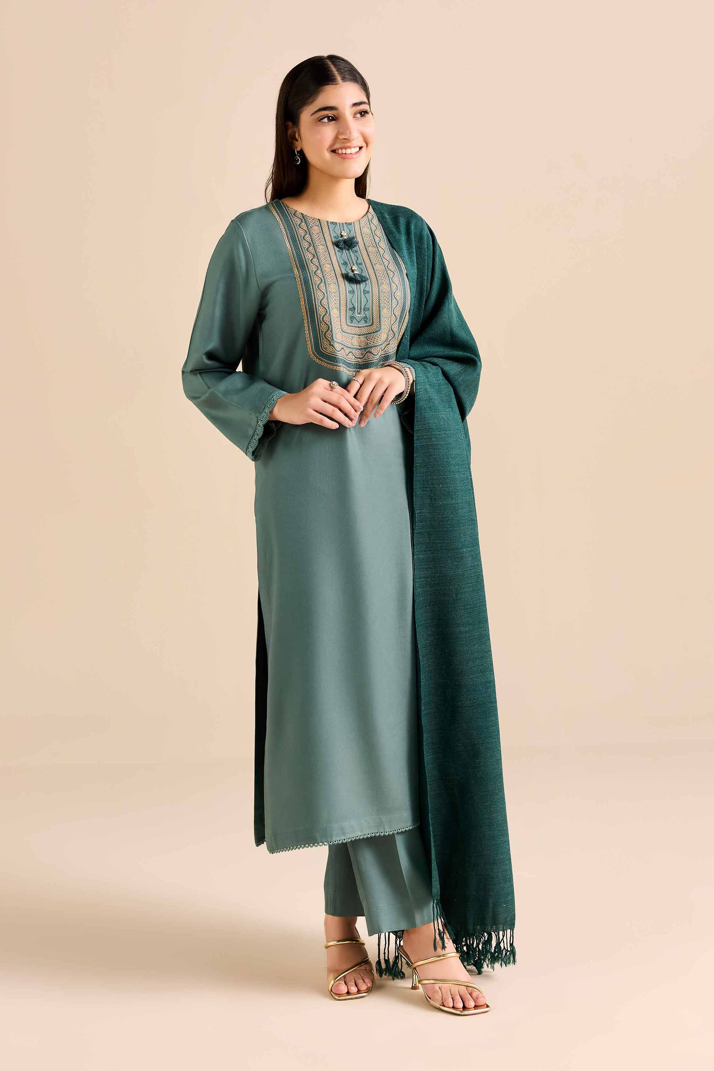 3 Piece - Embroidered Suit - PW25-423 - Image 2