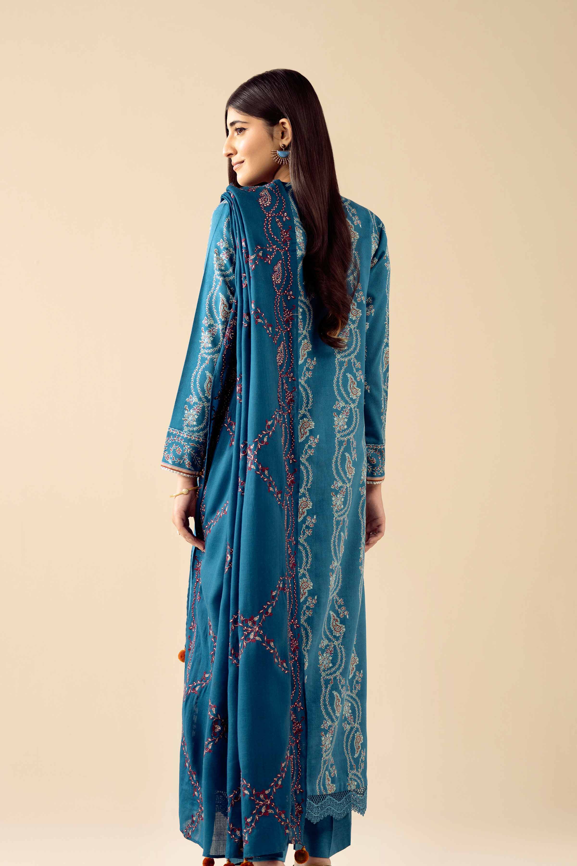 3 Piece - Printed Embroidered Suit - PW25-431 - Image 3