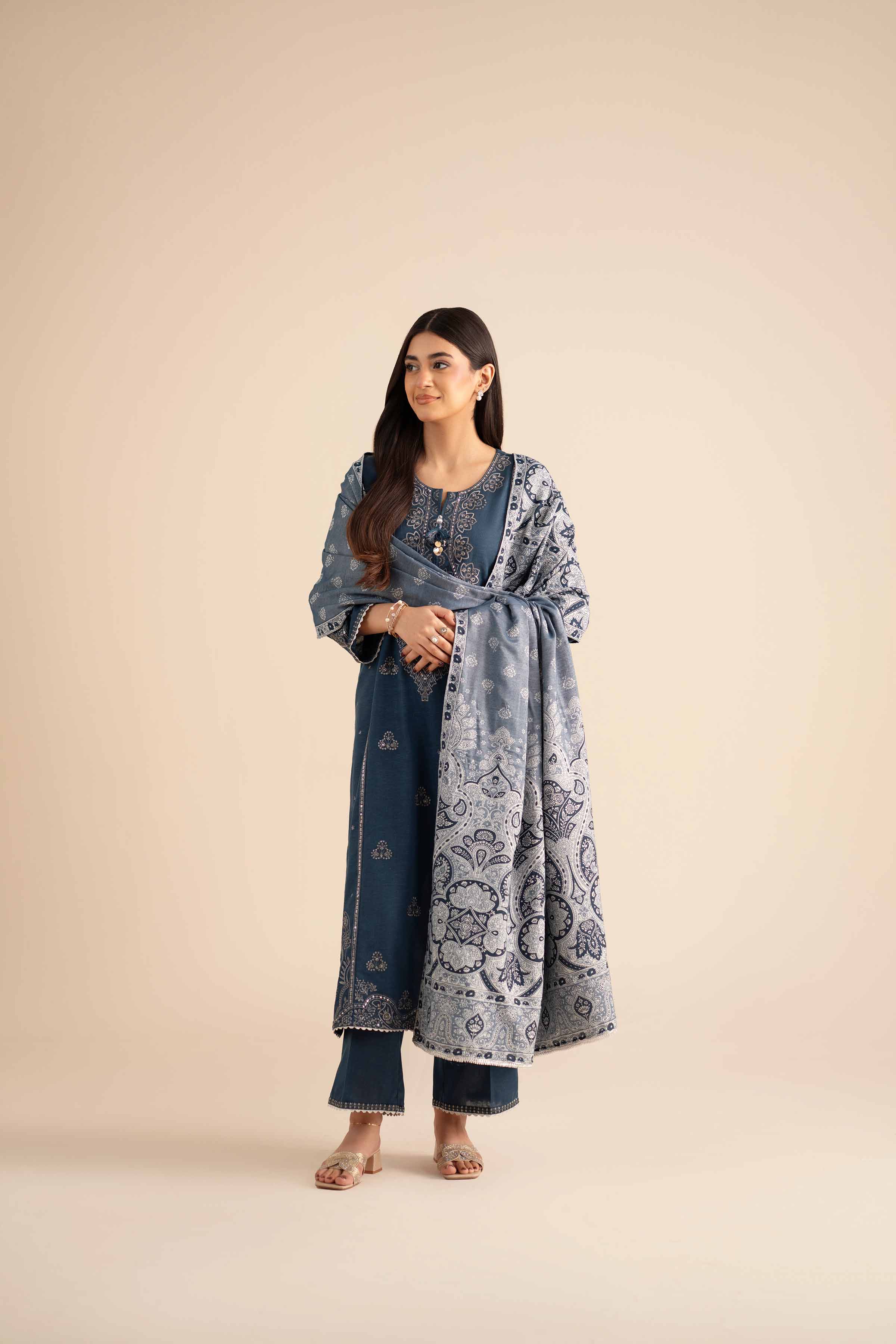3 Piece - Embroidered Suit - PW25-434 - Image 4