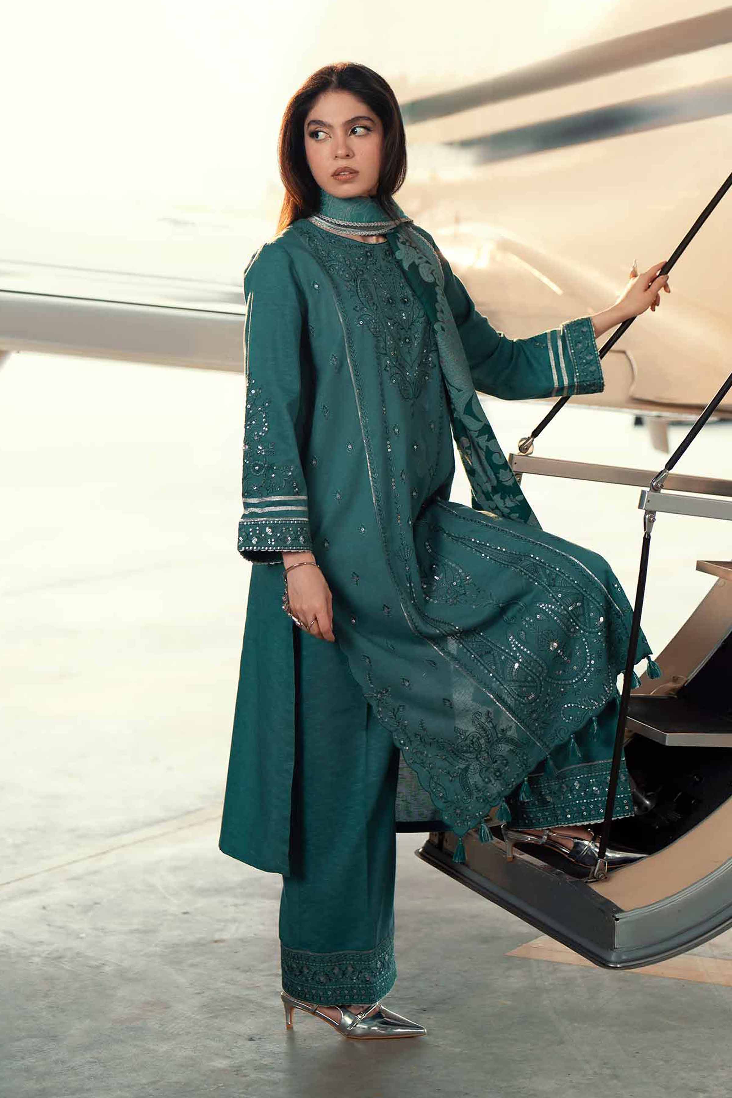 3 Piece - Embroidered Suit - PW25-435