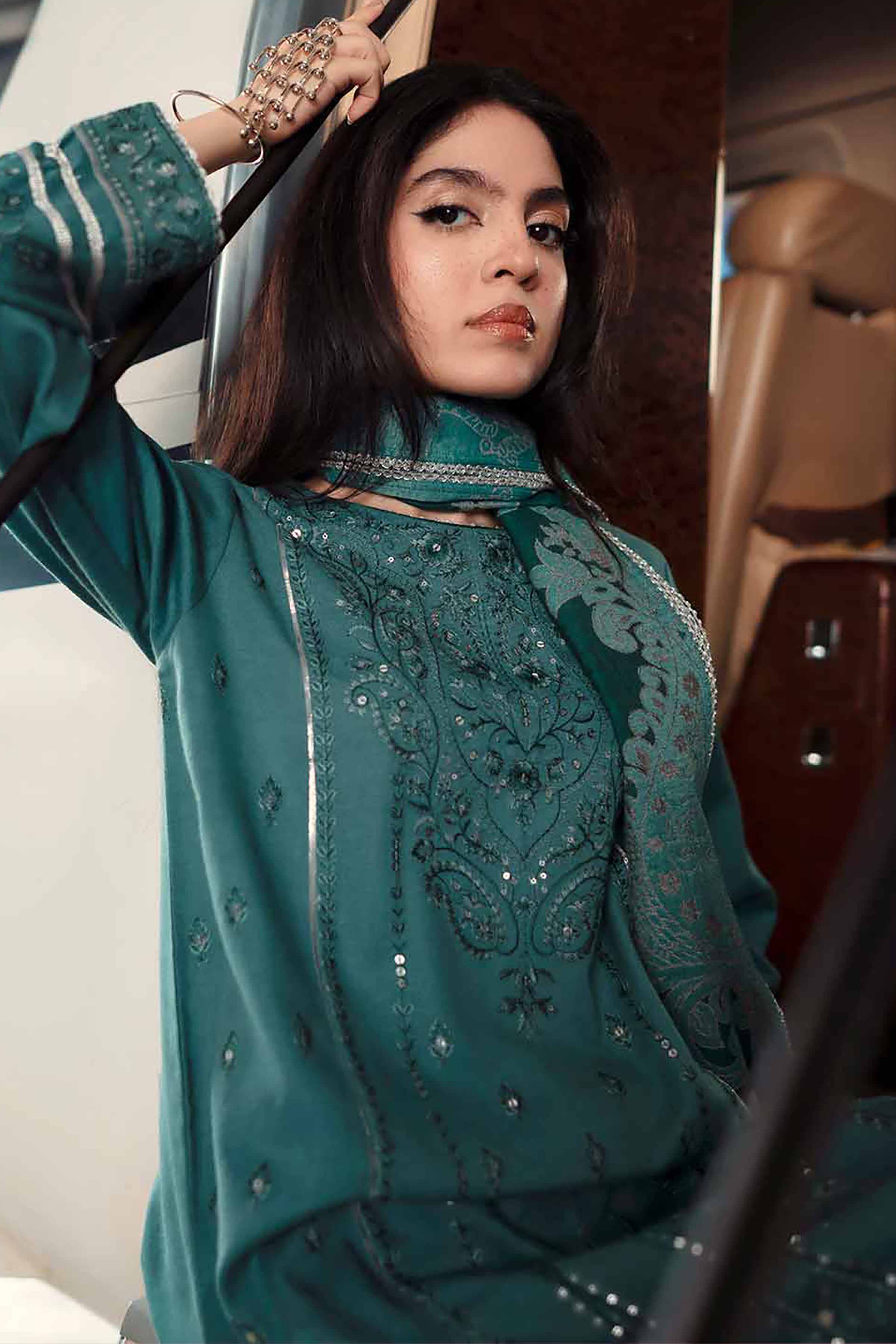 3 Piece - Embroidered Suit - PW25-435 - Image 2
