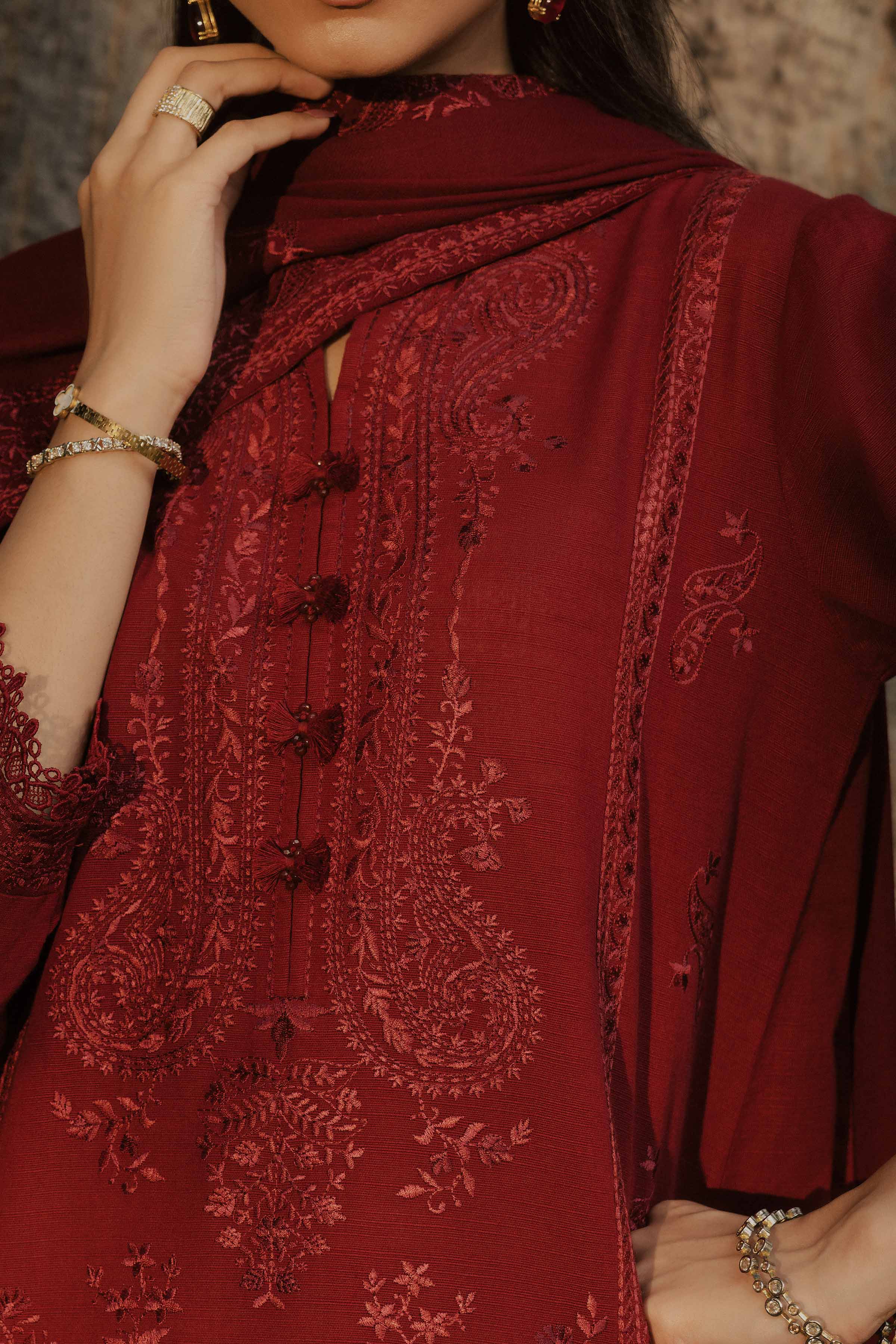 3 Piece - Embroidered Suit - PW25-439 - Image 8
