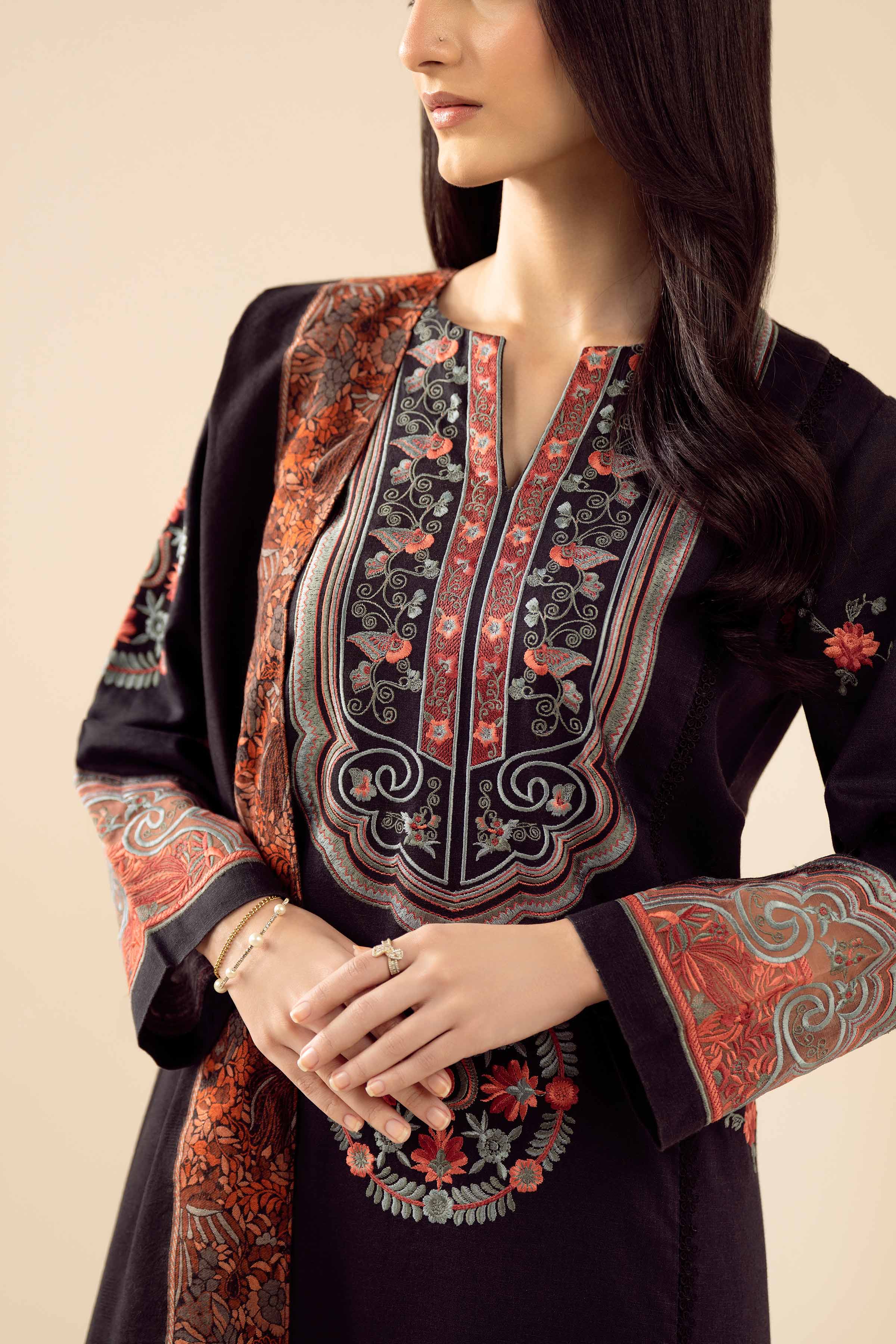 3 Piece - Embroidered Suit - PW25-443 - Image 7