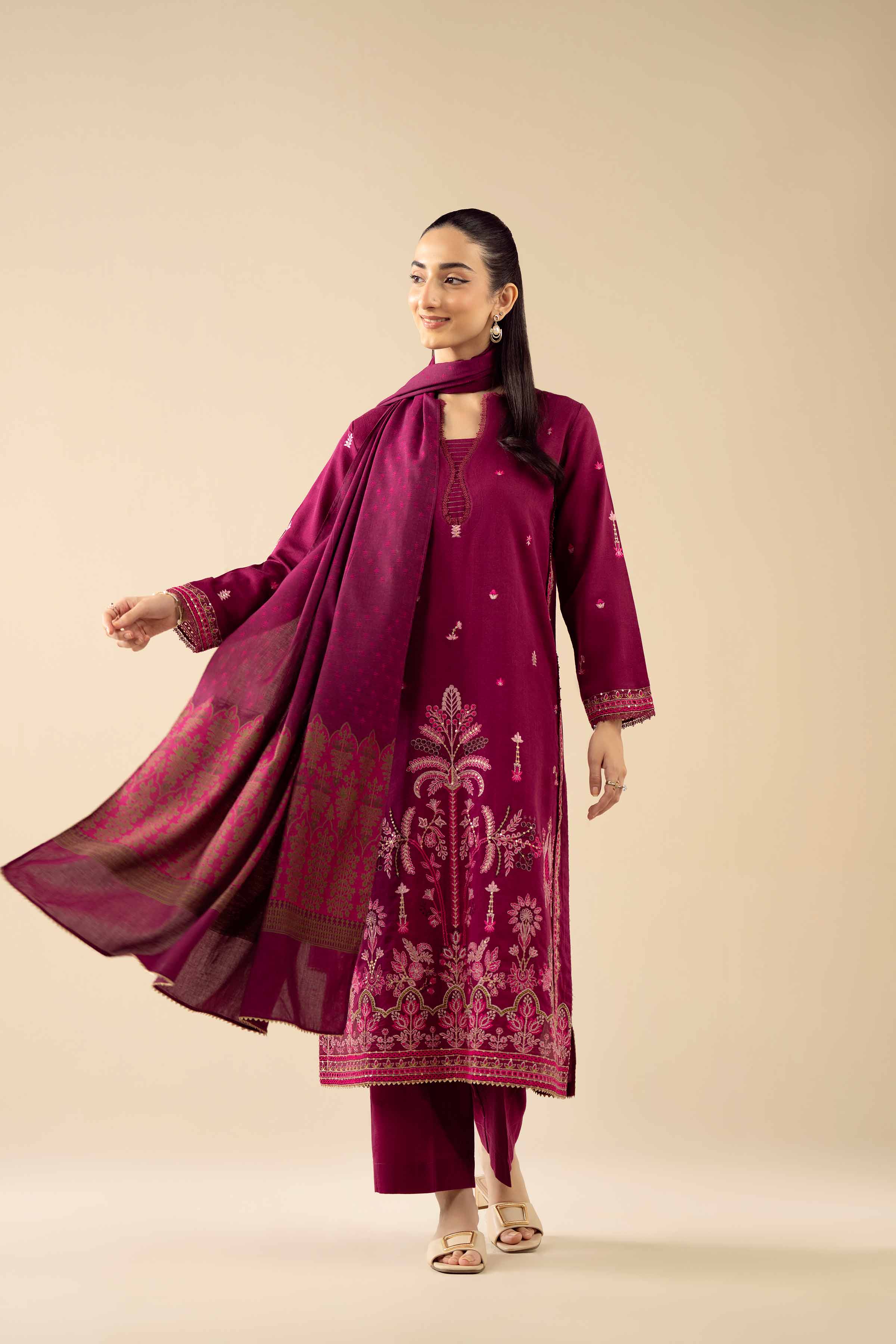 3 Piece - Embroidered Suit - PW25-444 - Image 4
