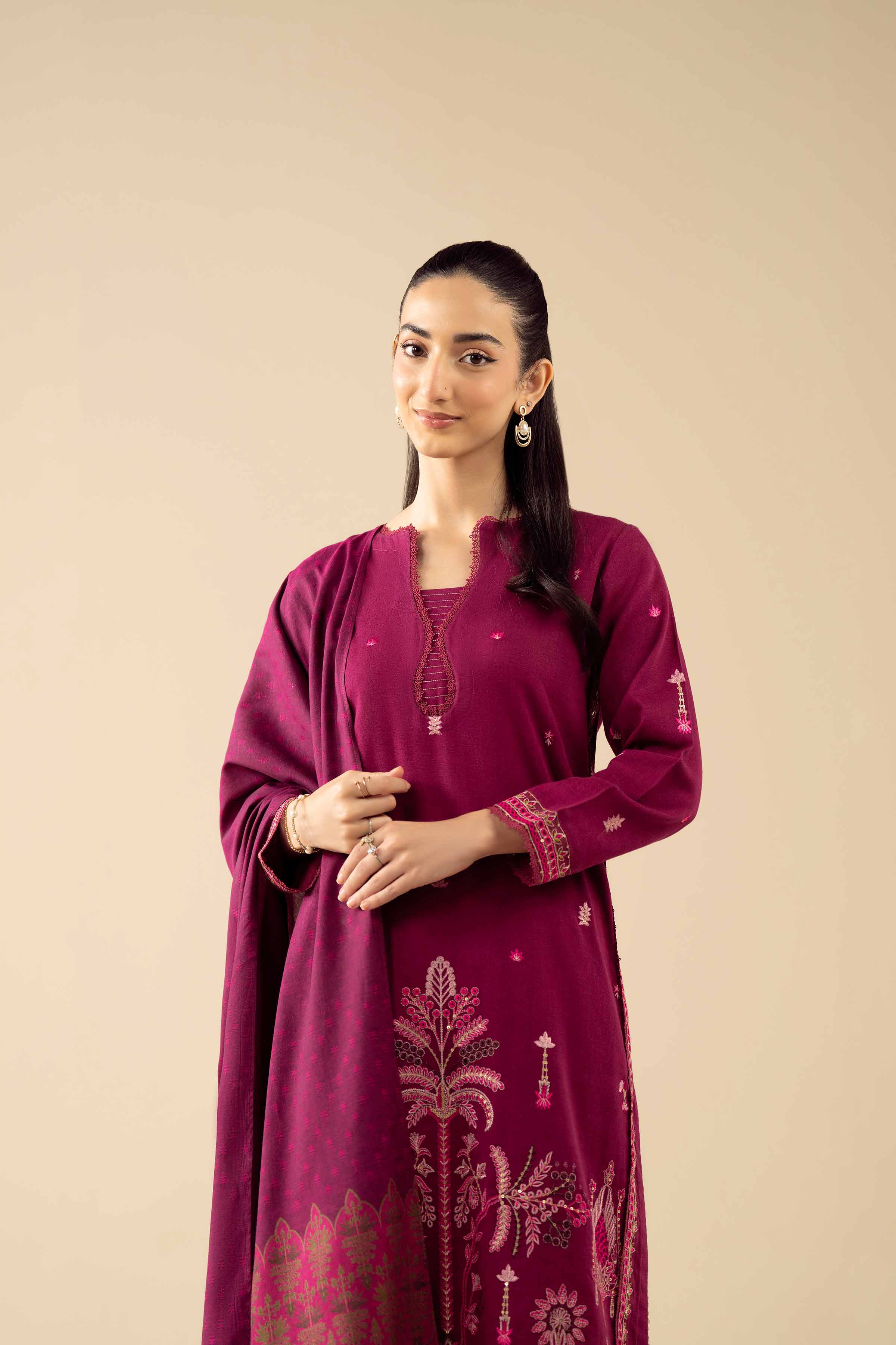 3 Piece - Embroidered Suit - PW25-444 - Image 7