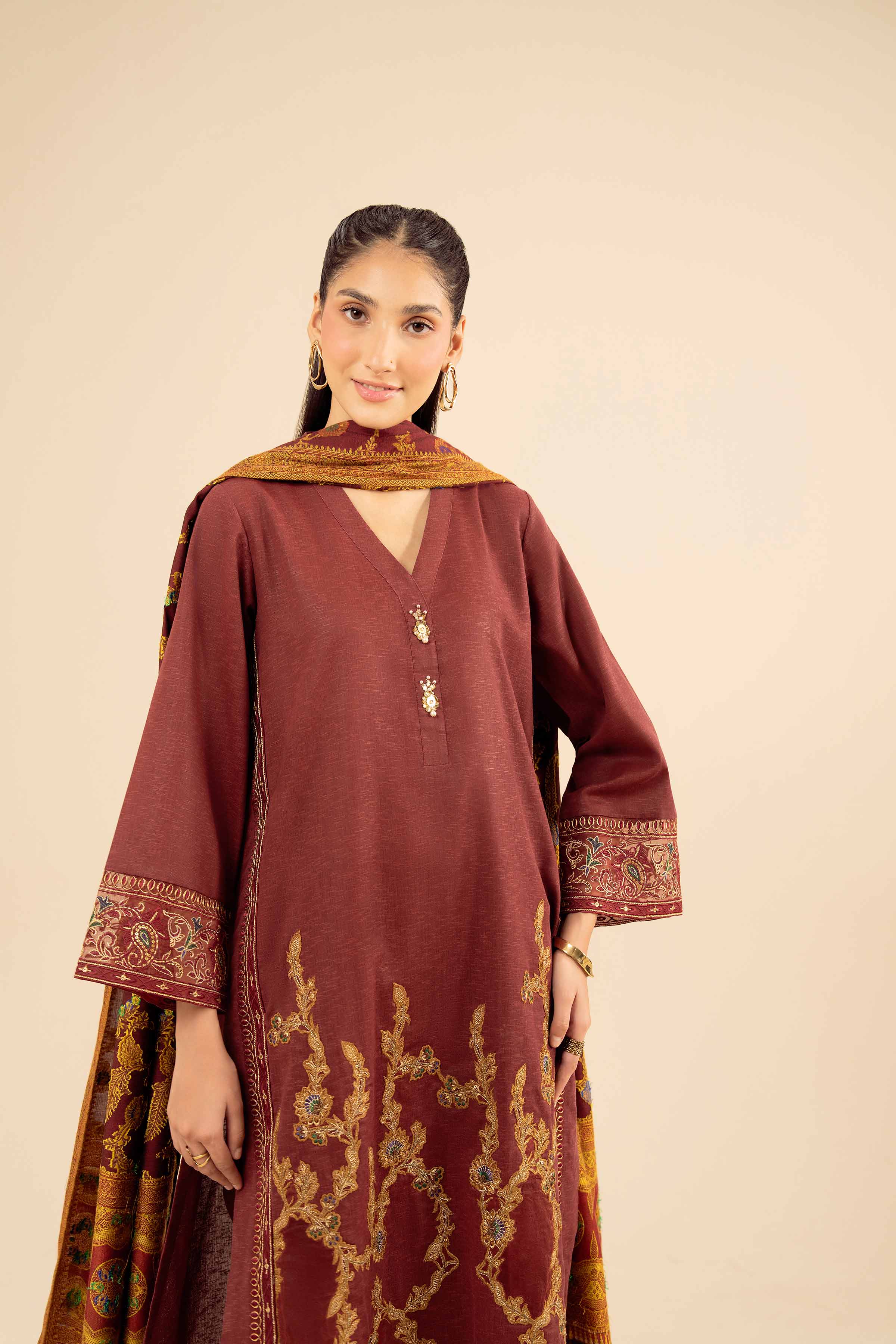 3 Piece - Embroidered Suit - PW25-445 - Image 5