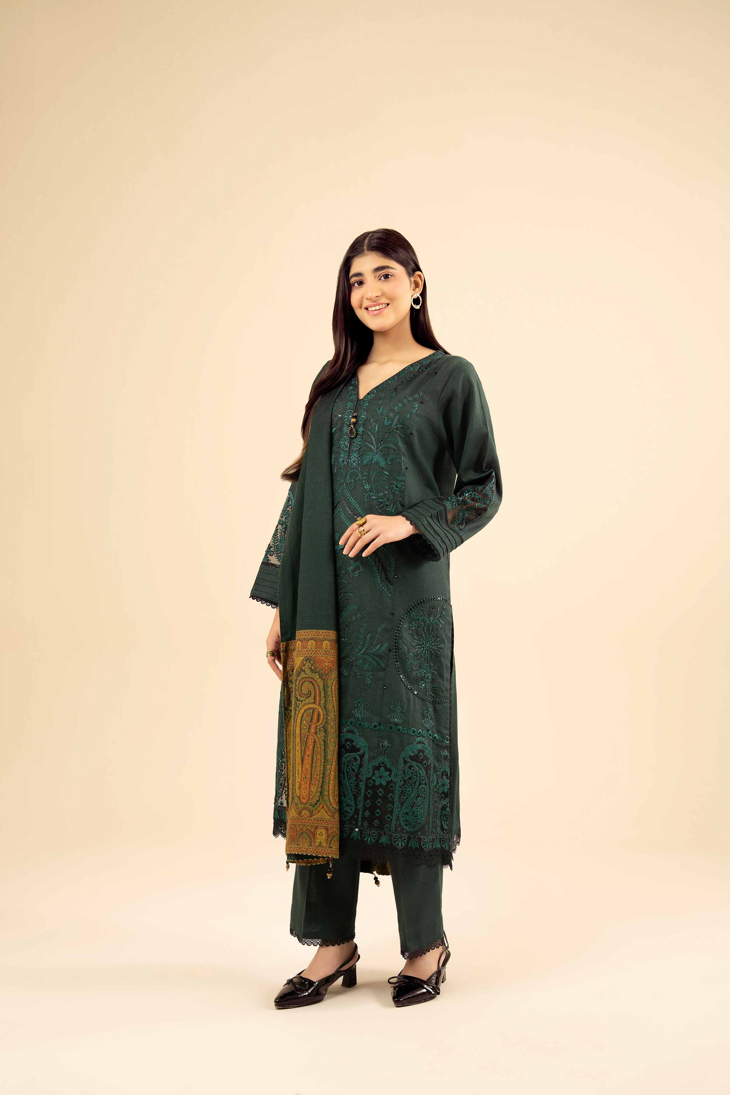 3 Piece - Embroidered Suit - PW25-447 - Image 4