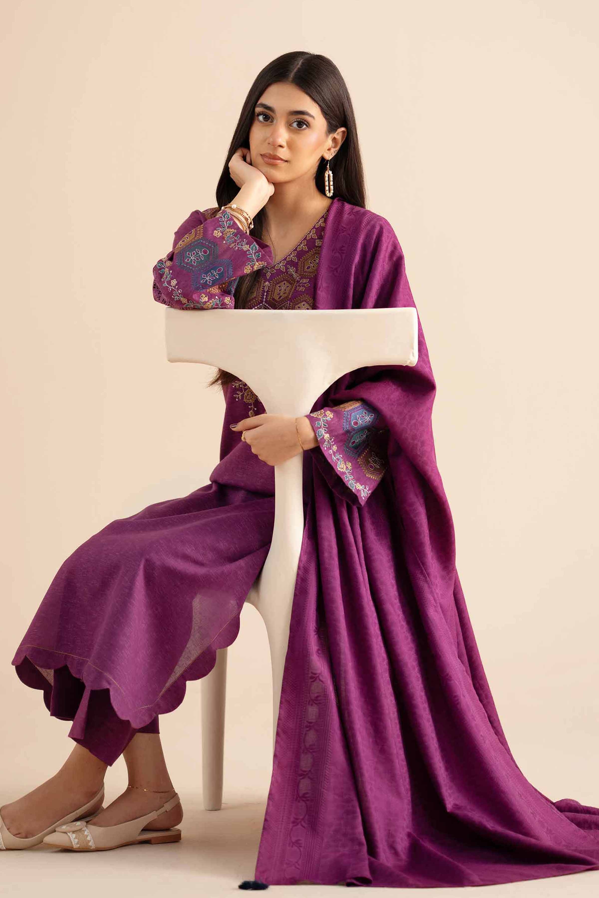 3 Piece - Embroidered Suit - PW25-450 - Image 2