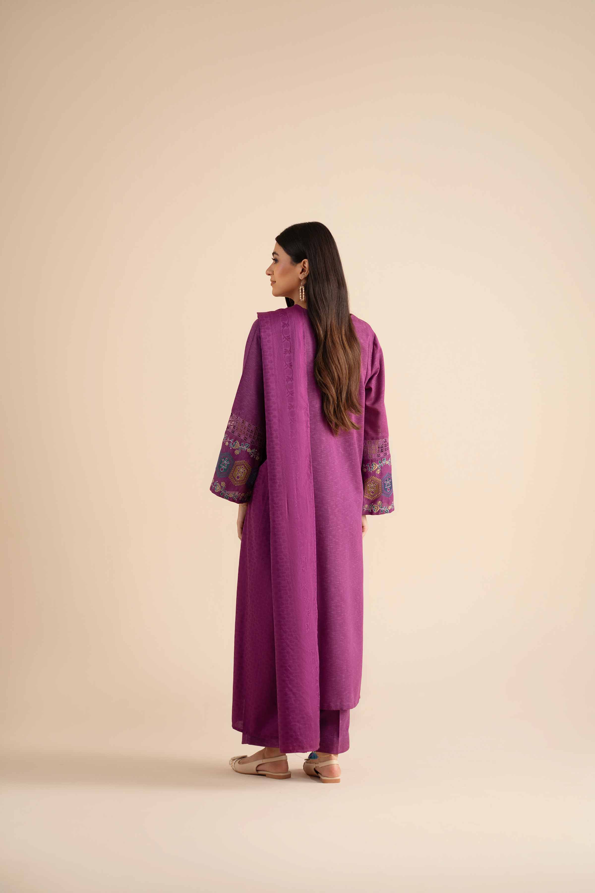 3 Piece - Embroidered Suit - PW25-450 - Image 3