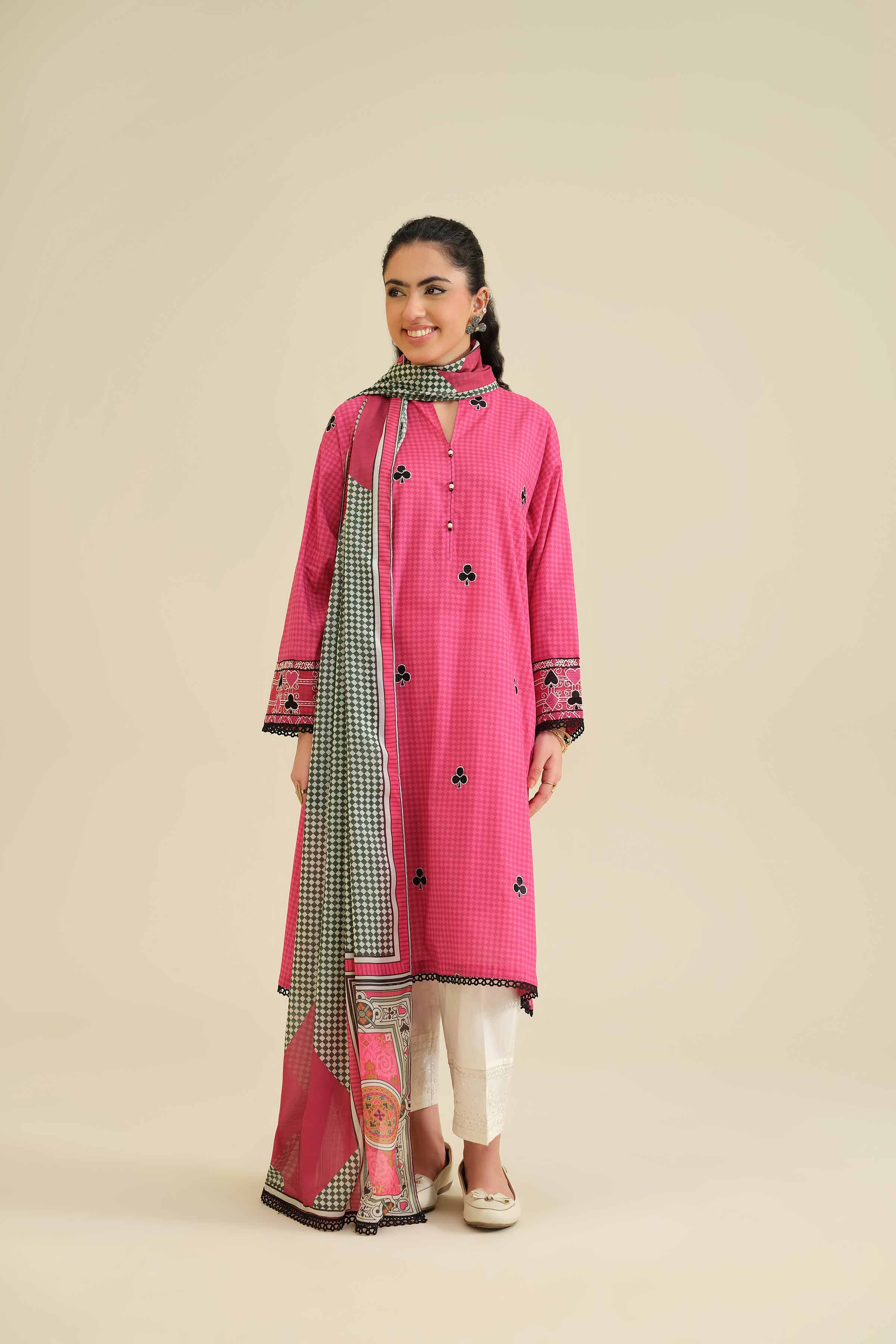 2 Piece - Printed Embroidered Suit - PW25-56 - Image 4