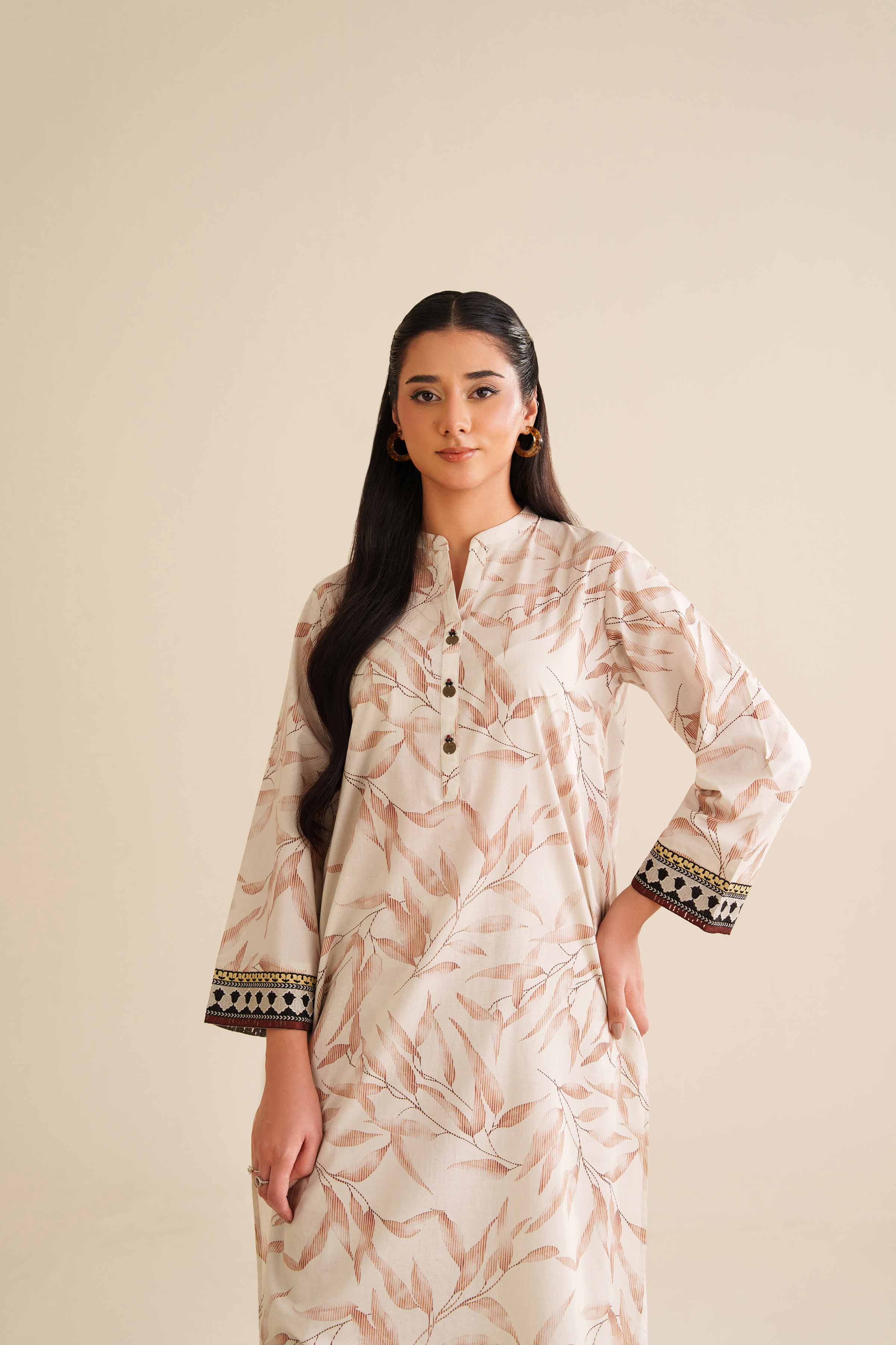 2 Piece - Printed Embroidered Suit - PW25-58 - Image 6