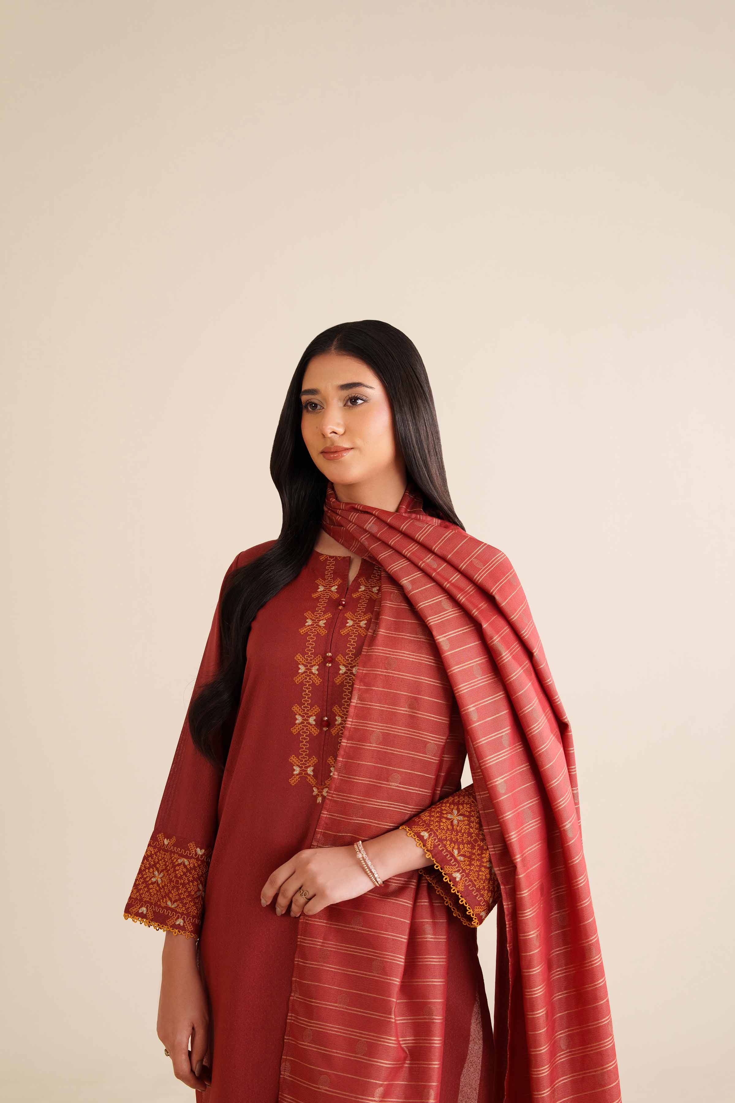 3 Piece - Embroidered Suit - PW25-64 - Image 6