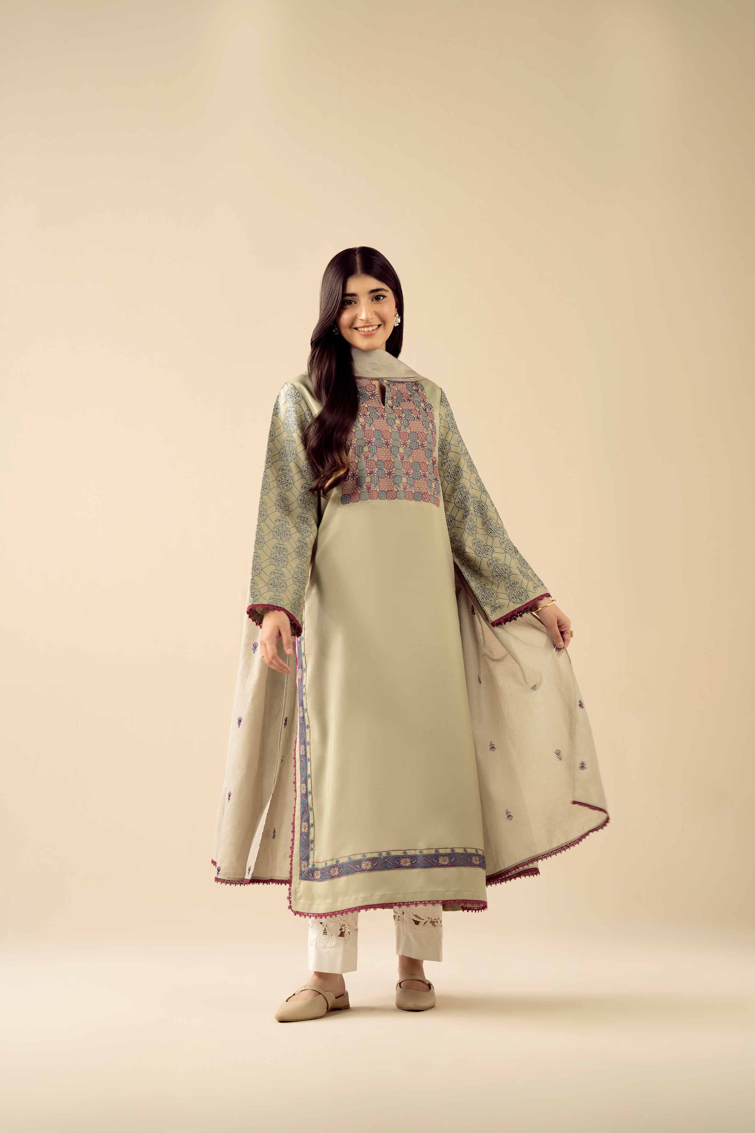 2 Piece - Embroidered Suit - PW25-77 - Image 4