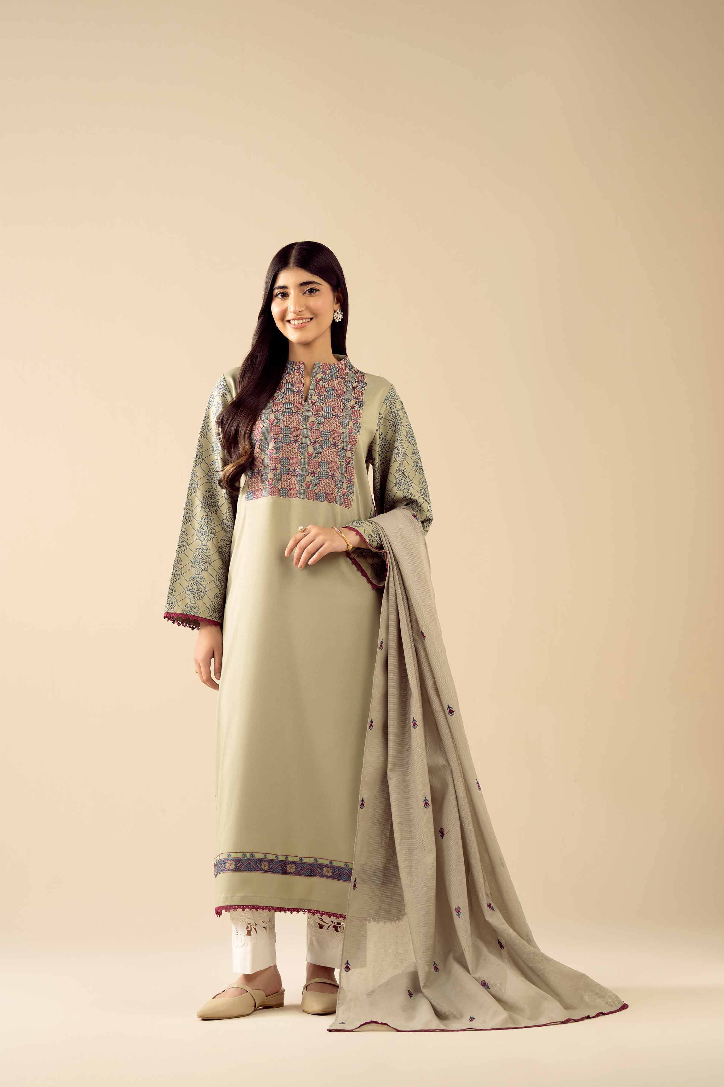 2 Piece - Embroidered Suit - PW25-77 - Image 5