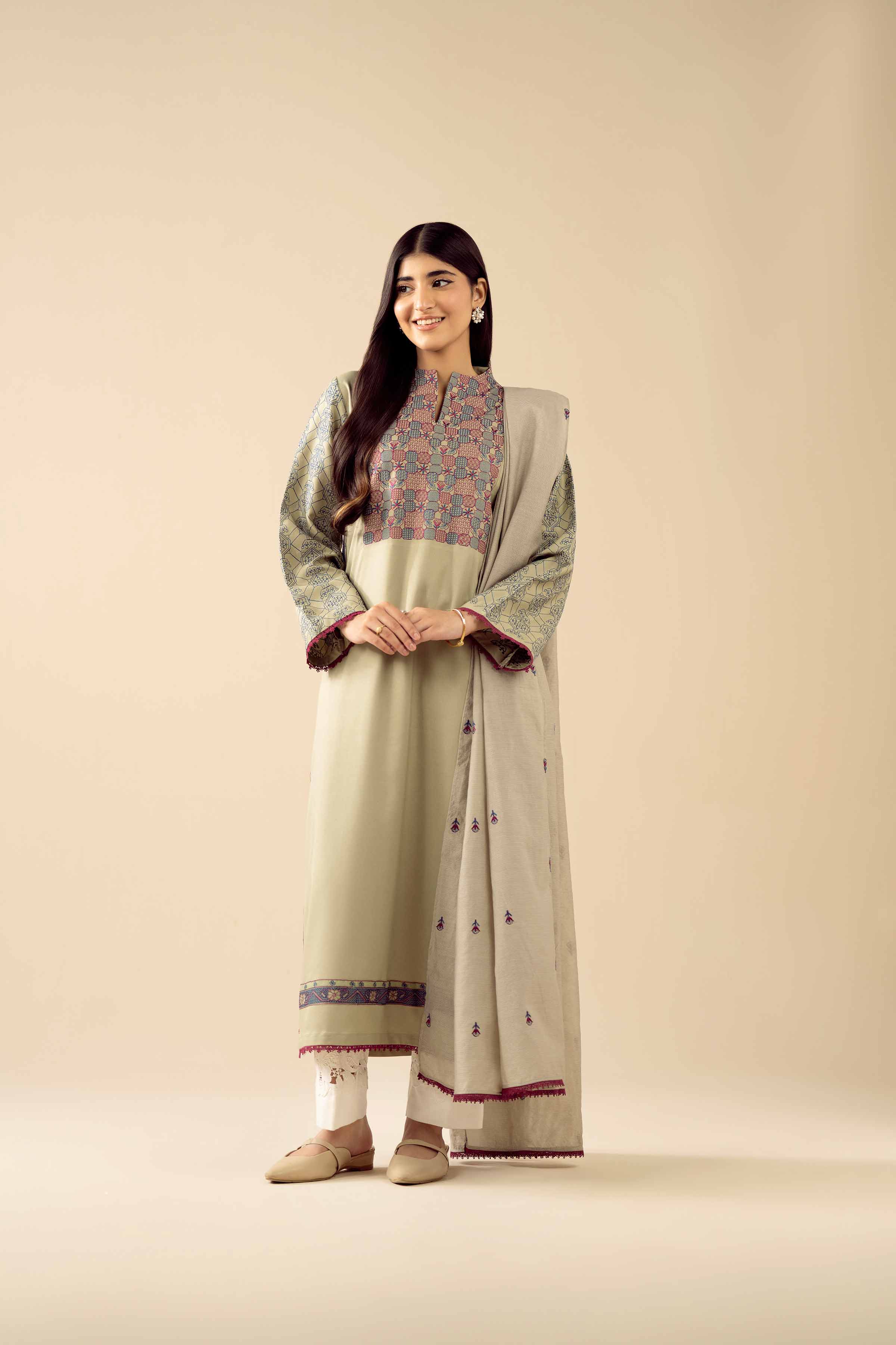 2 Piece - Embroidered Suit - PW25-77 - Image 6
