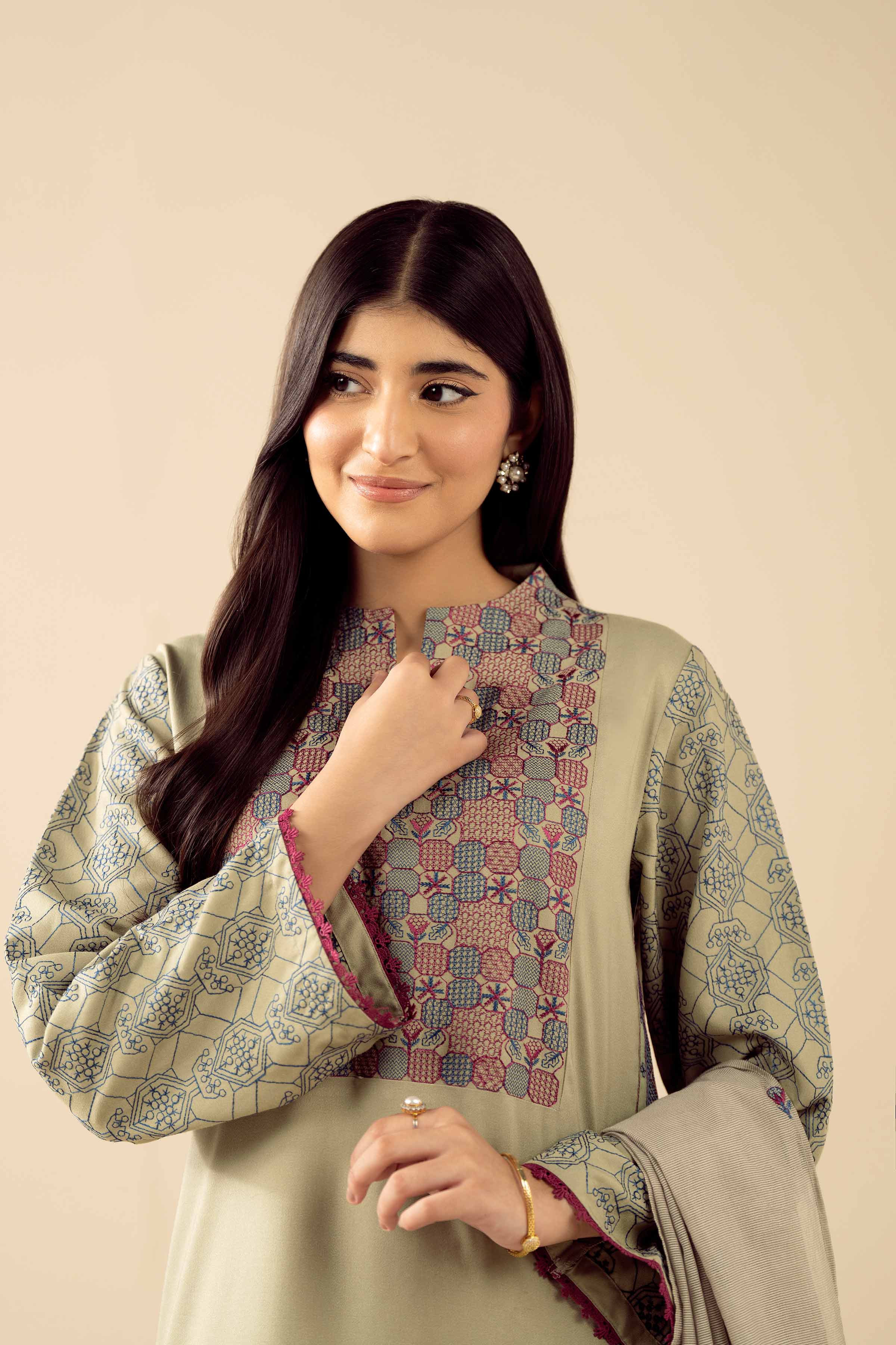 2 Piece - Embroidered Suit - PW25-77 - Image 7