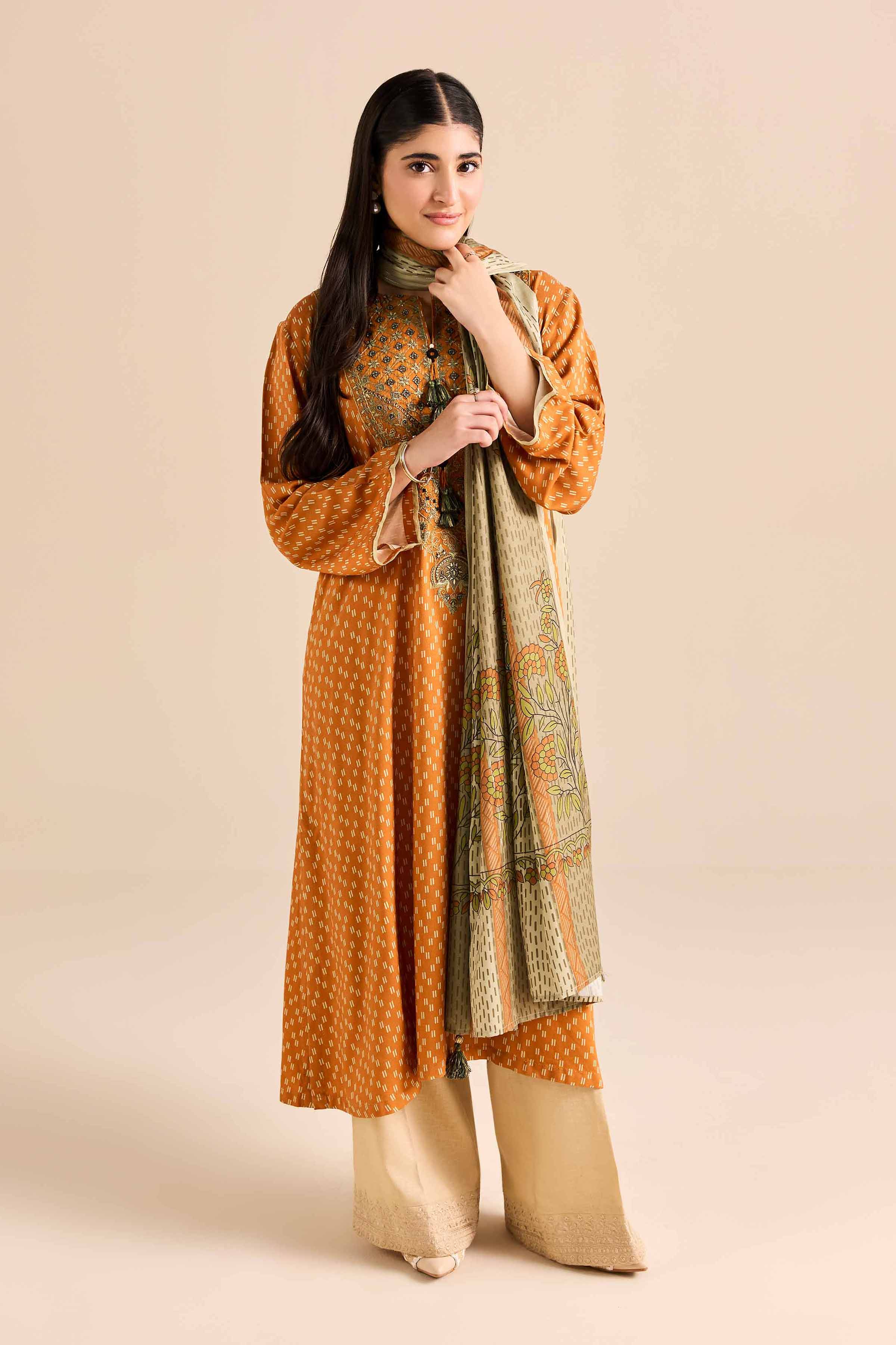 2 Piece - Printed Embroidered Suit - PW25-78 - Image 2