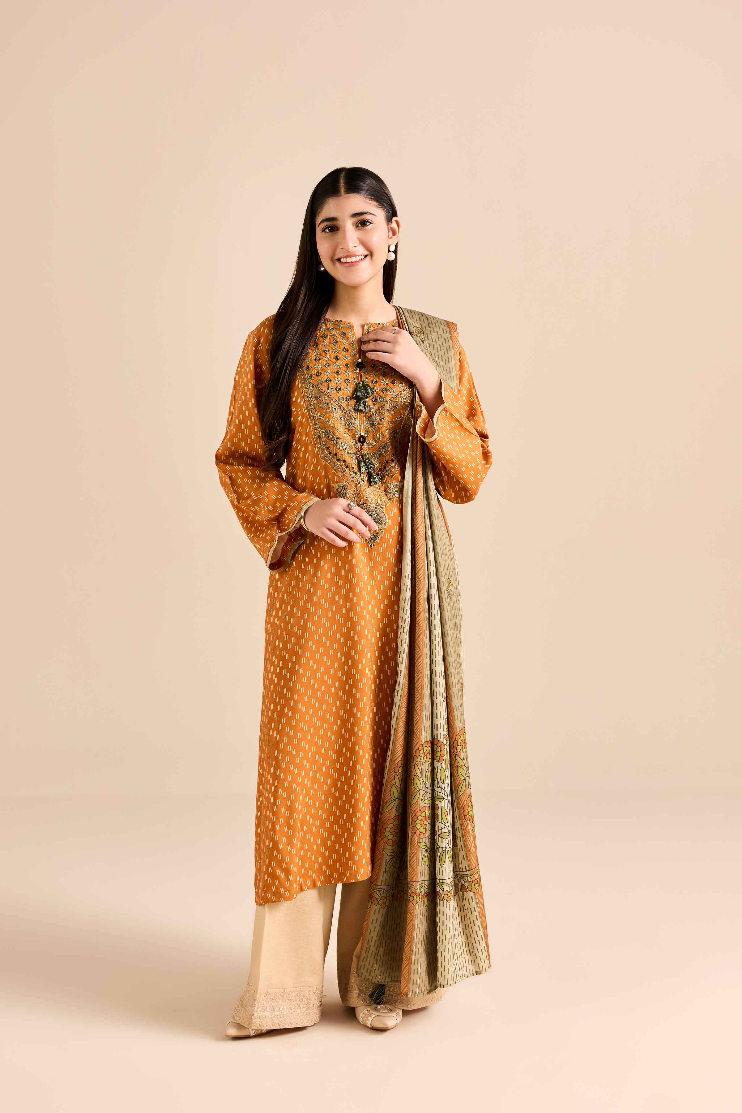 2 Piece - Printed Embroidered Suit - PW25-78 - Image 4