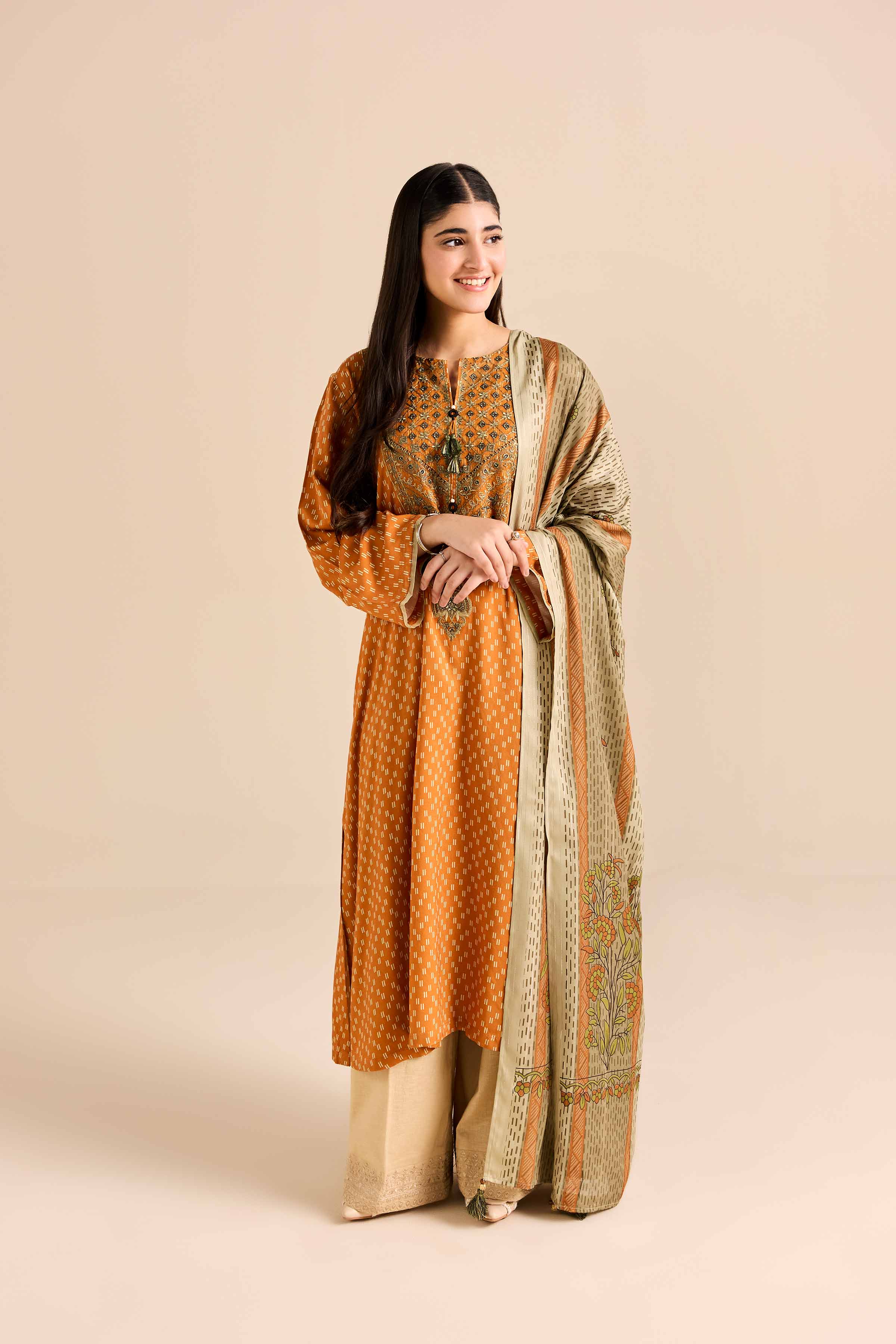 2 Piece - Printed Embroidered Suit - PW25-78 - Image 5