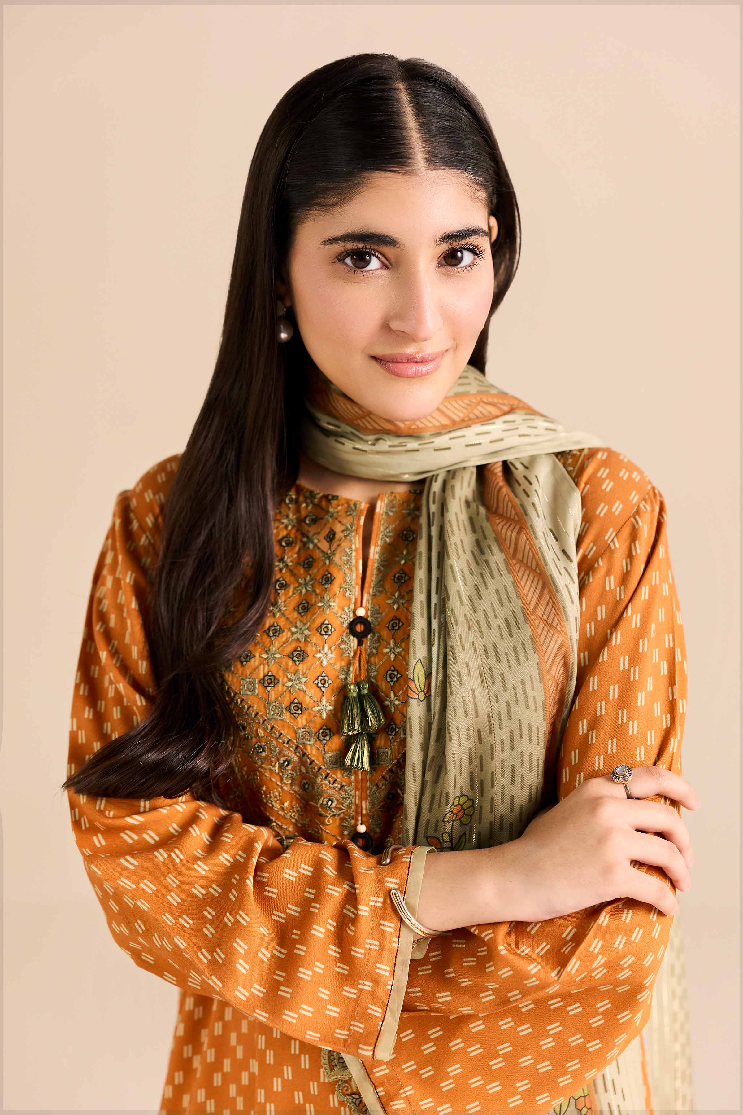 2 Piece - Printed Embroidered Suit - PW25-78 - Image 6
