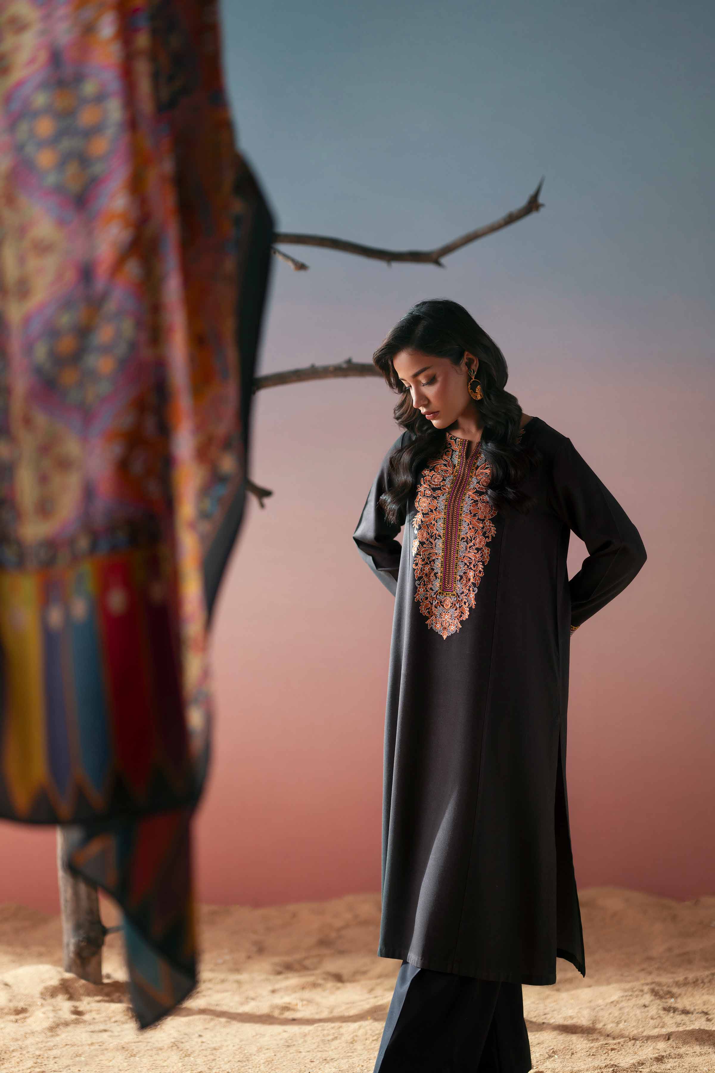 2 Piece - Embroidered Suit - PW25-79 - Image 9