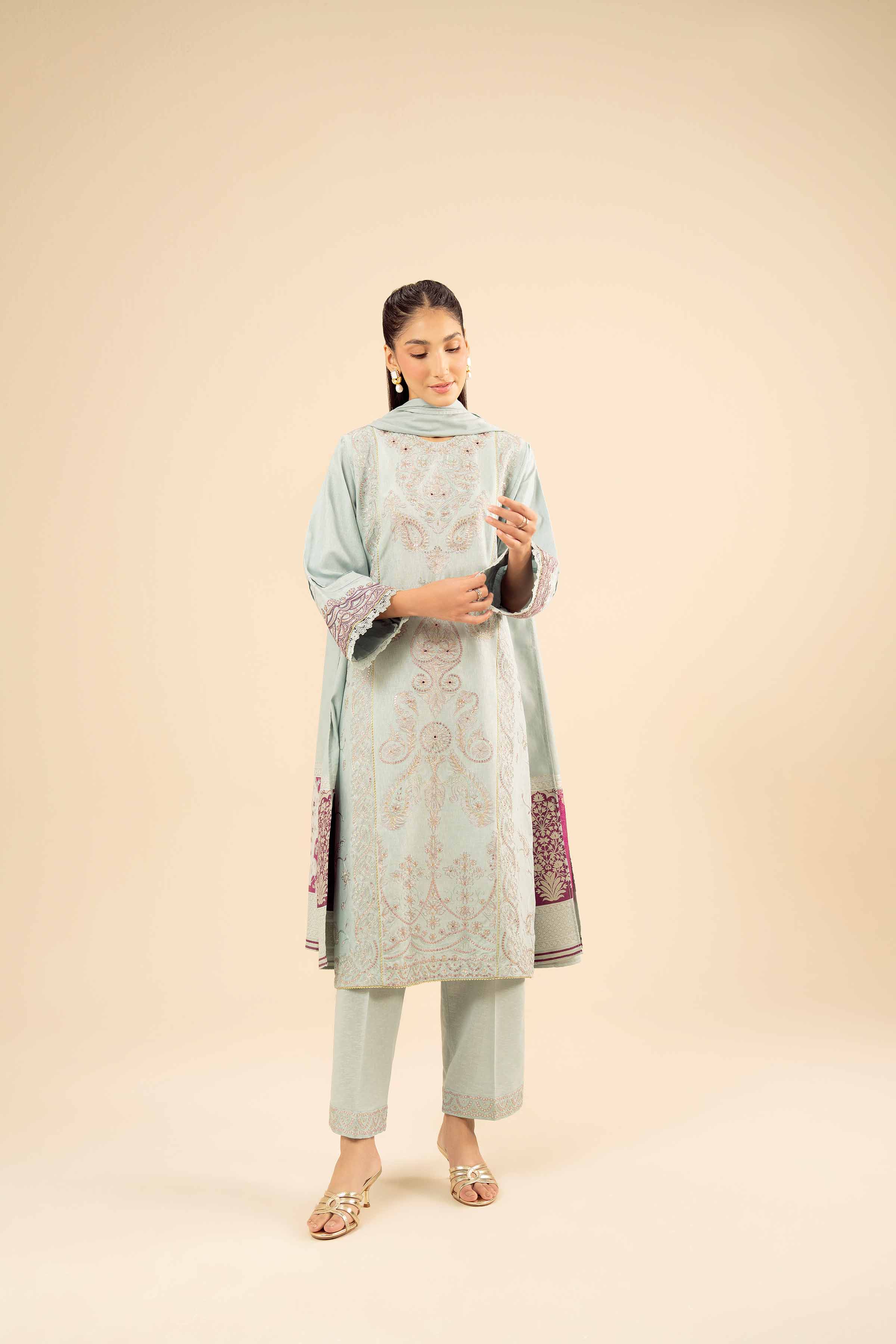 3 Piece - Embroidered Suit - PW25-88 - Image 5