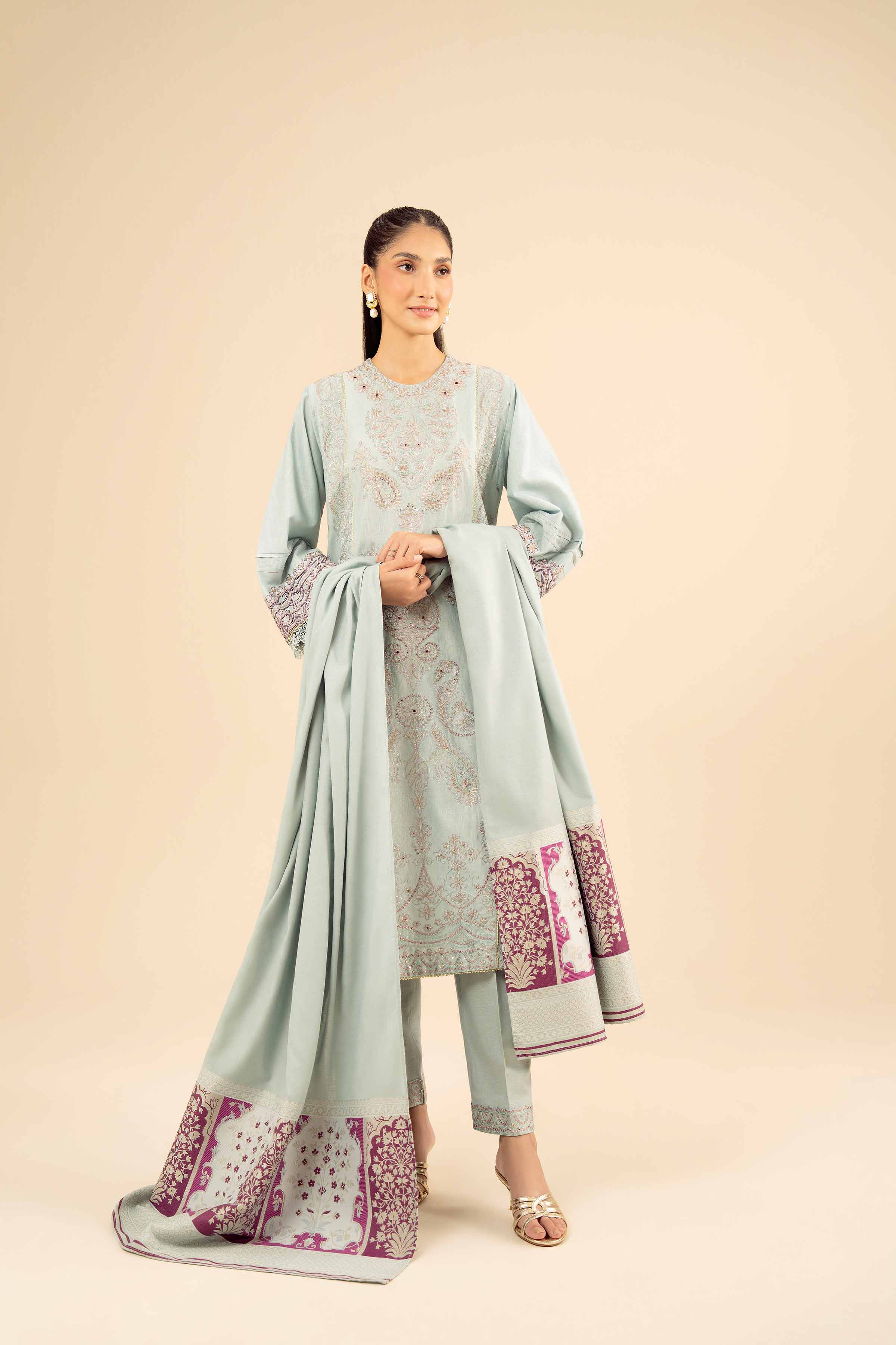 3 Piece - Embroidered Suit - PW25-88 - Image 6