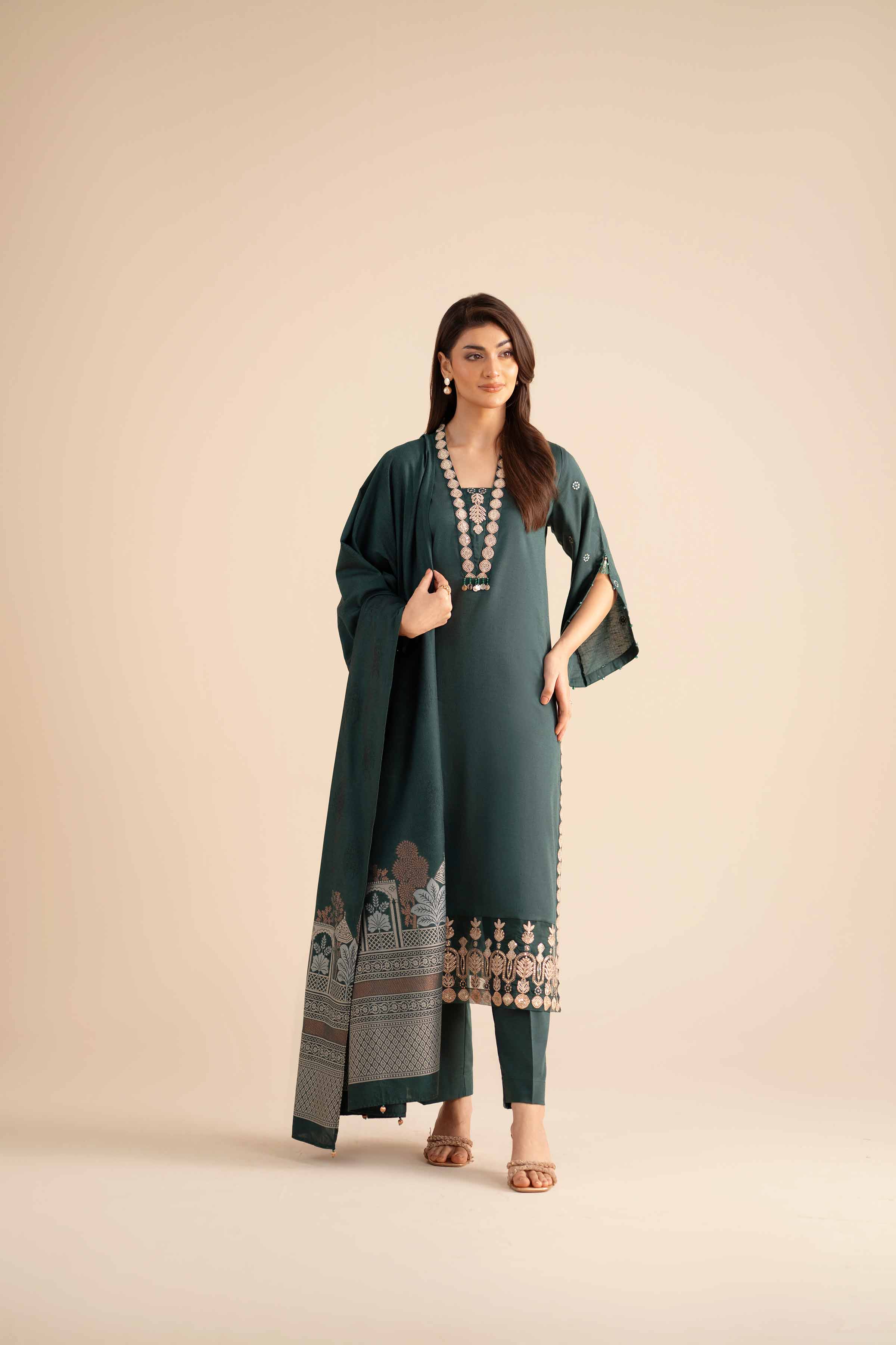 3 Piece - Embroidered Suit - PW25-89 - Image 4