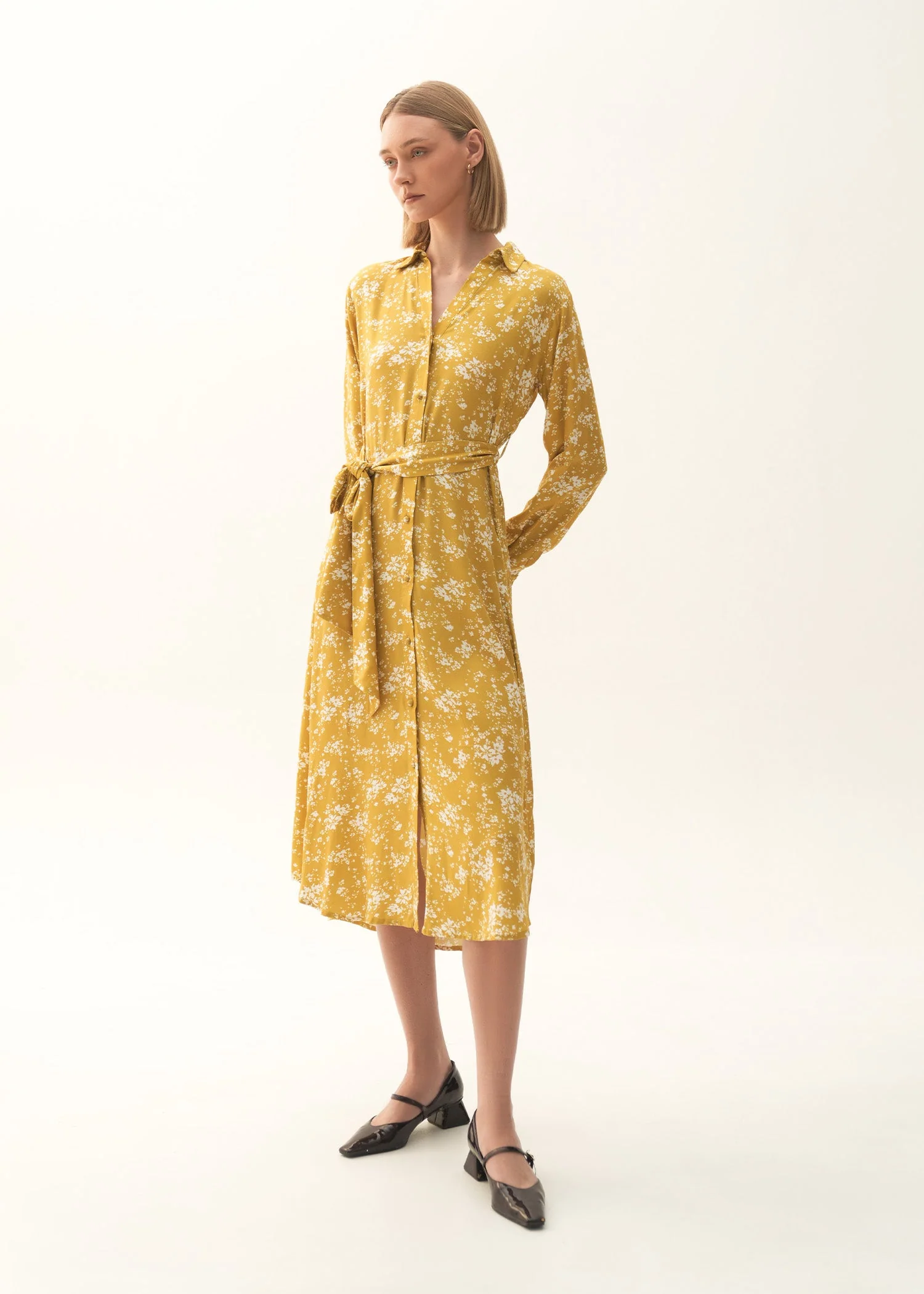 Printed Flared Dress With Belt - KOA - Image 3