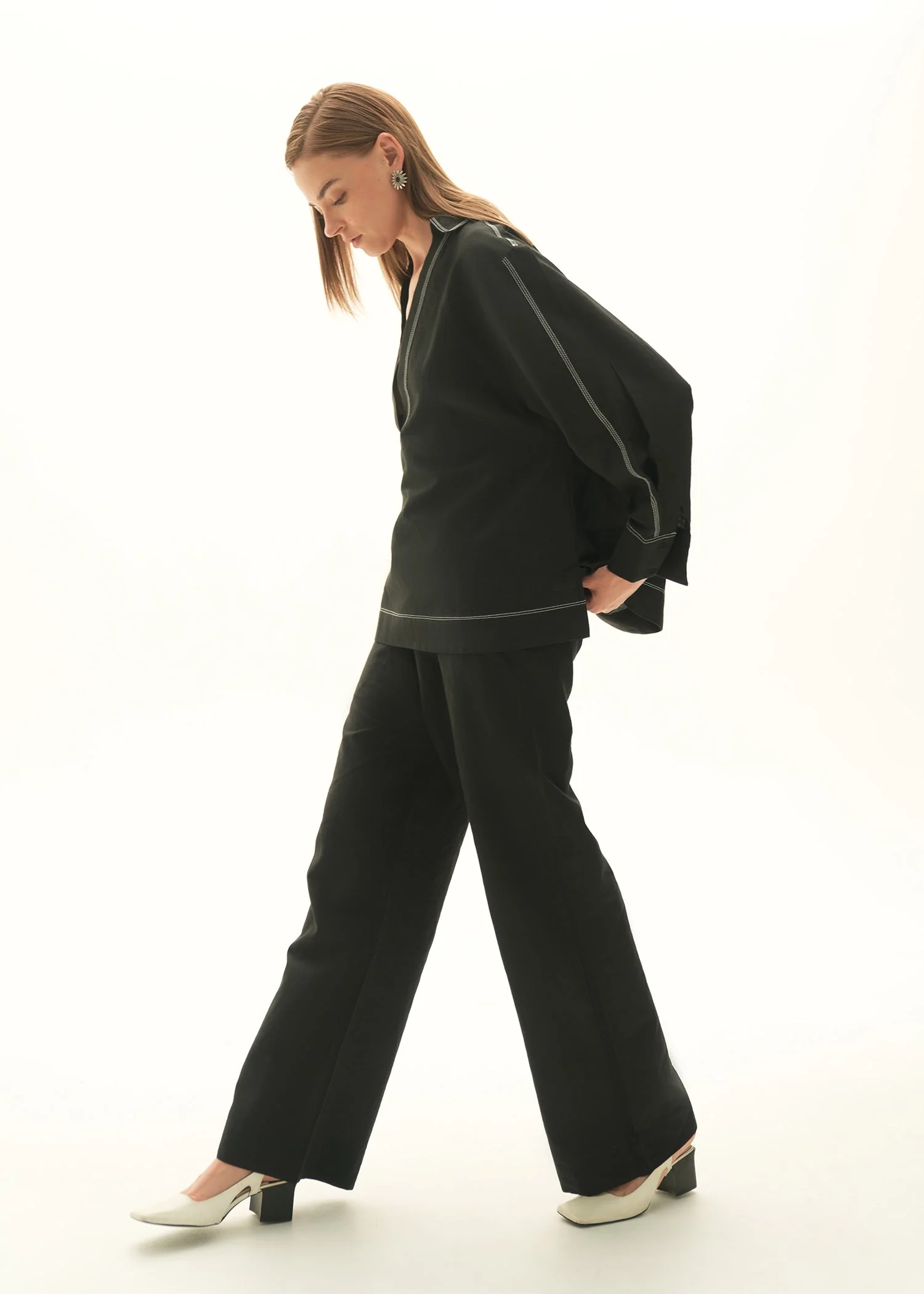 Wide Leg Linen Blend Trousers - KOA - Image 2