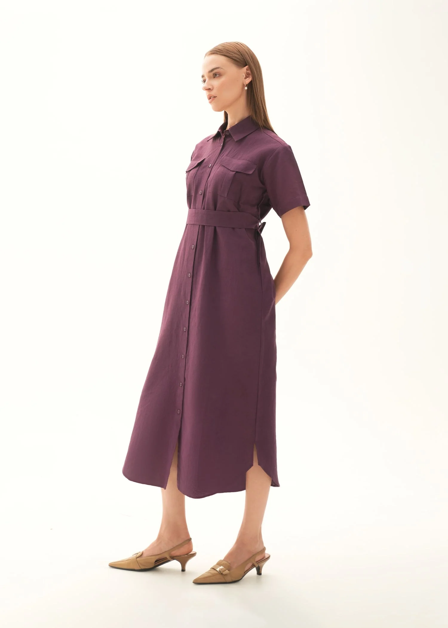 Button Down Linen Blend Dress - KOA - Image 4