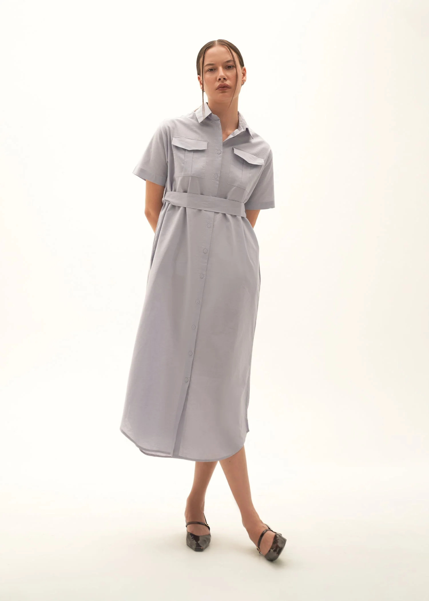 Button Down Linen Blend Dress - KOA - Image 2