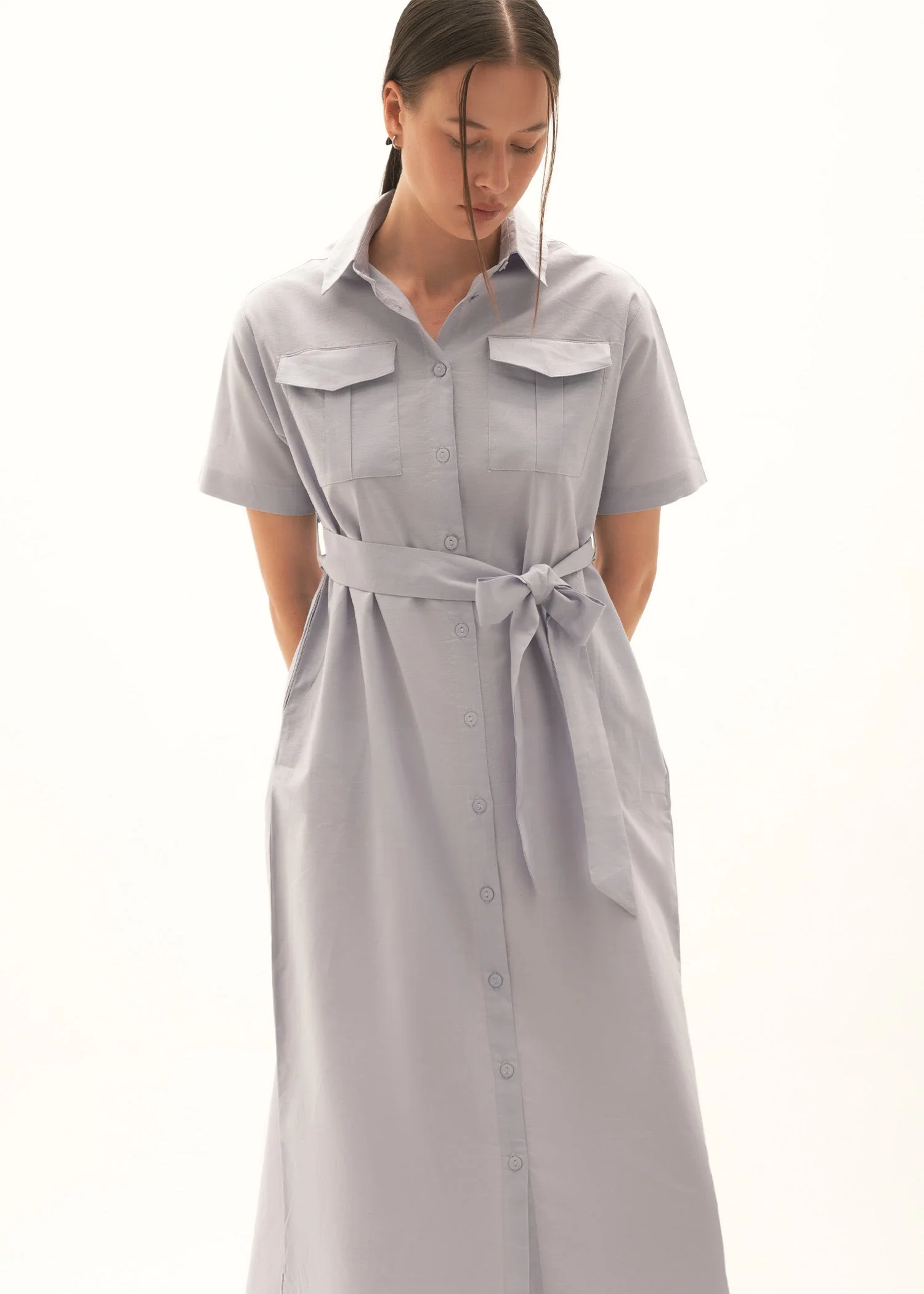 Button Down Linen Blend Dress - KOA - Image 3