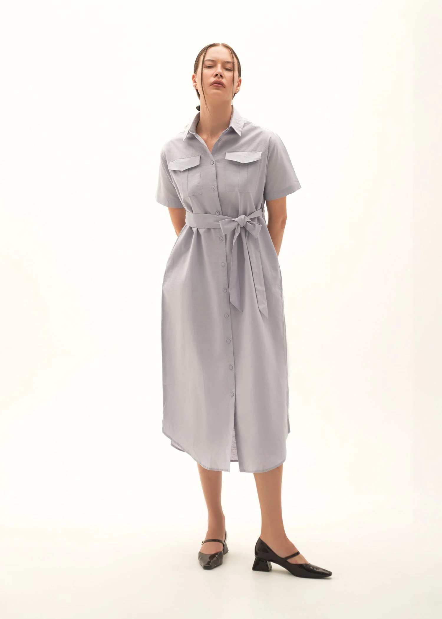 Button Down Linen Blend Dress - KOA - Image 4