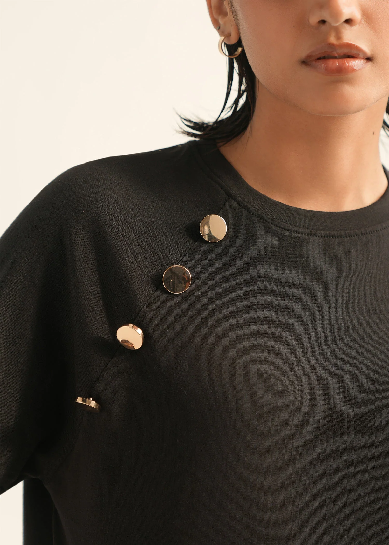 T Shirt With Button Detail - KOA - Image 3