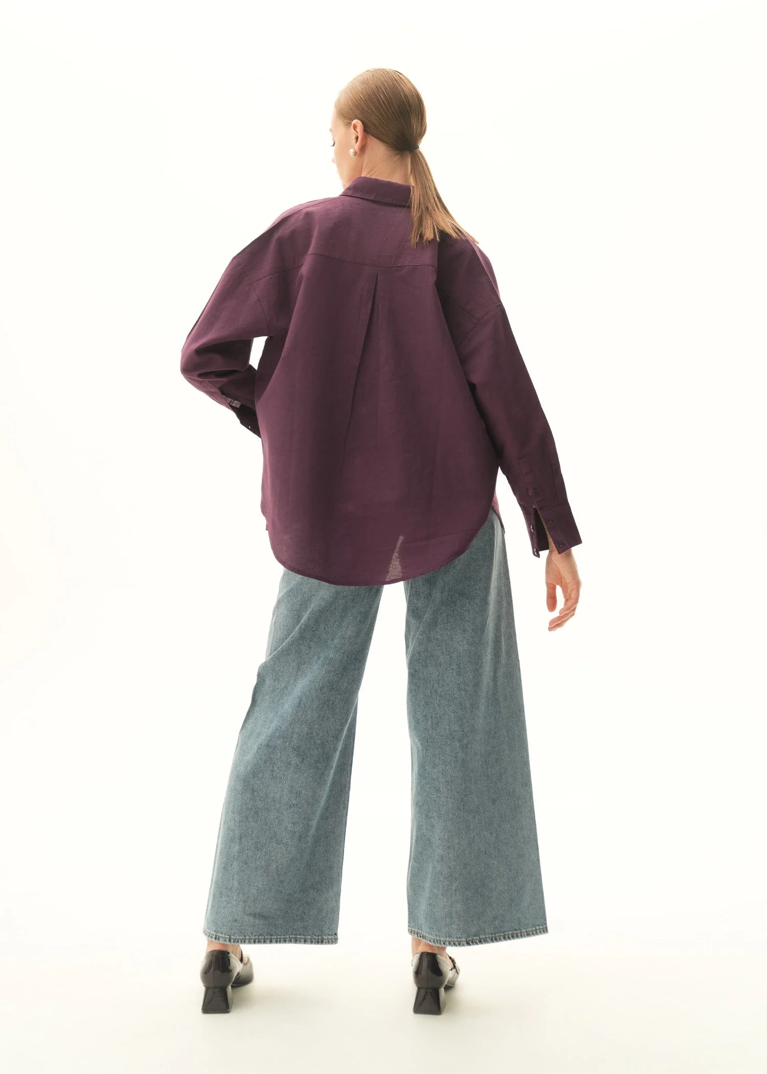 Oversized Button Down Linen Blend-Shirt - KOA - Image 5