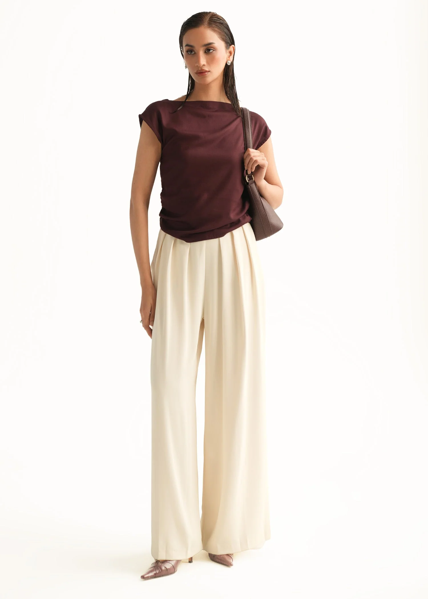 Wide Leg Pleated Pants - KOA - Image 2