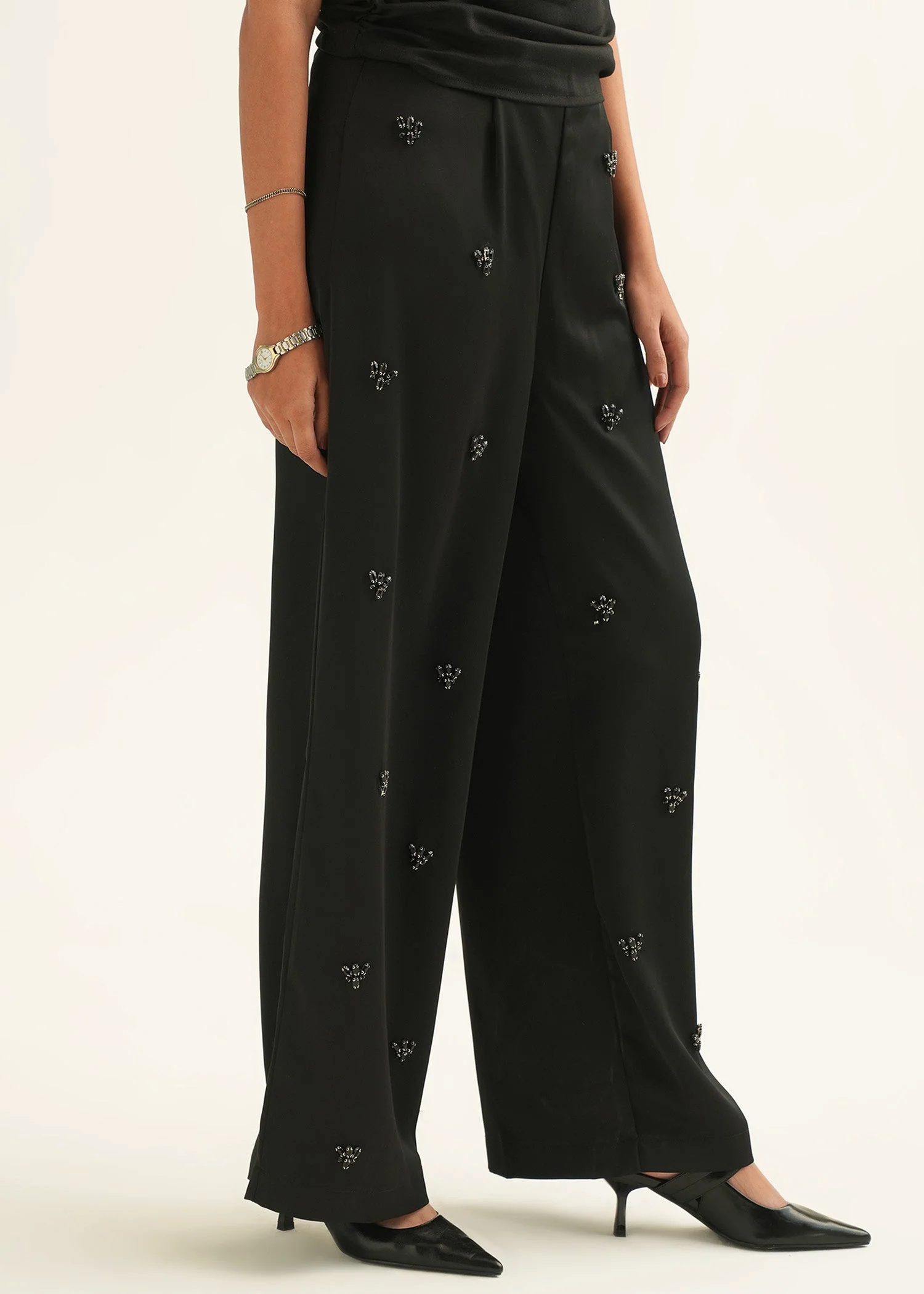 Embellished Satin Pants - KOA - Image 2