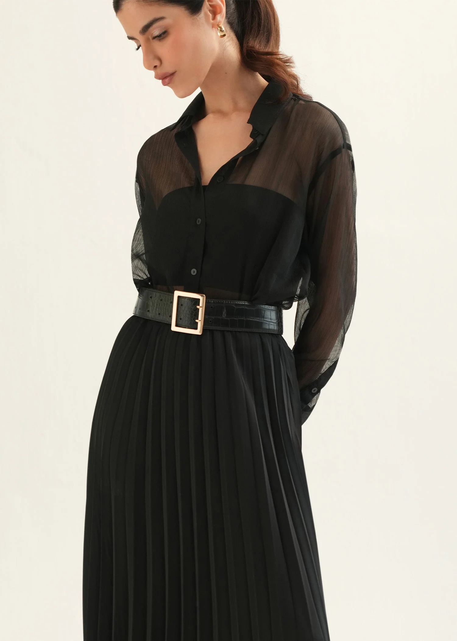 Sheer Button Down Shirt - KOA - Image 2