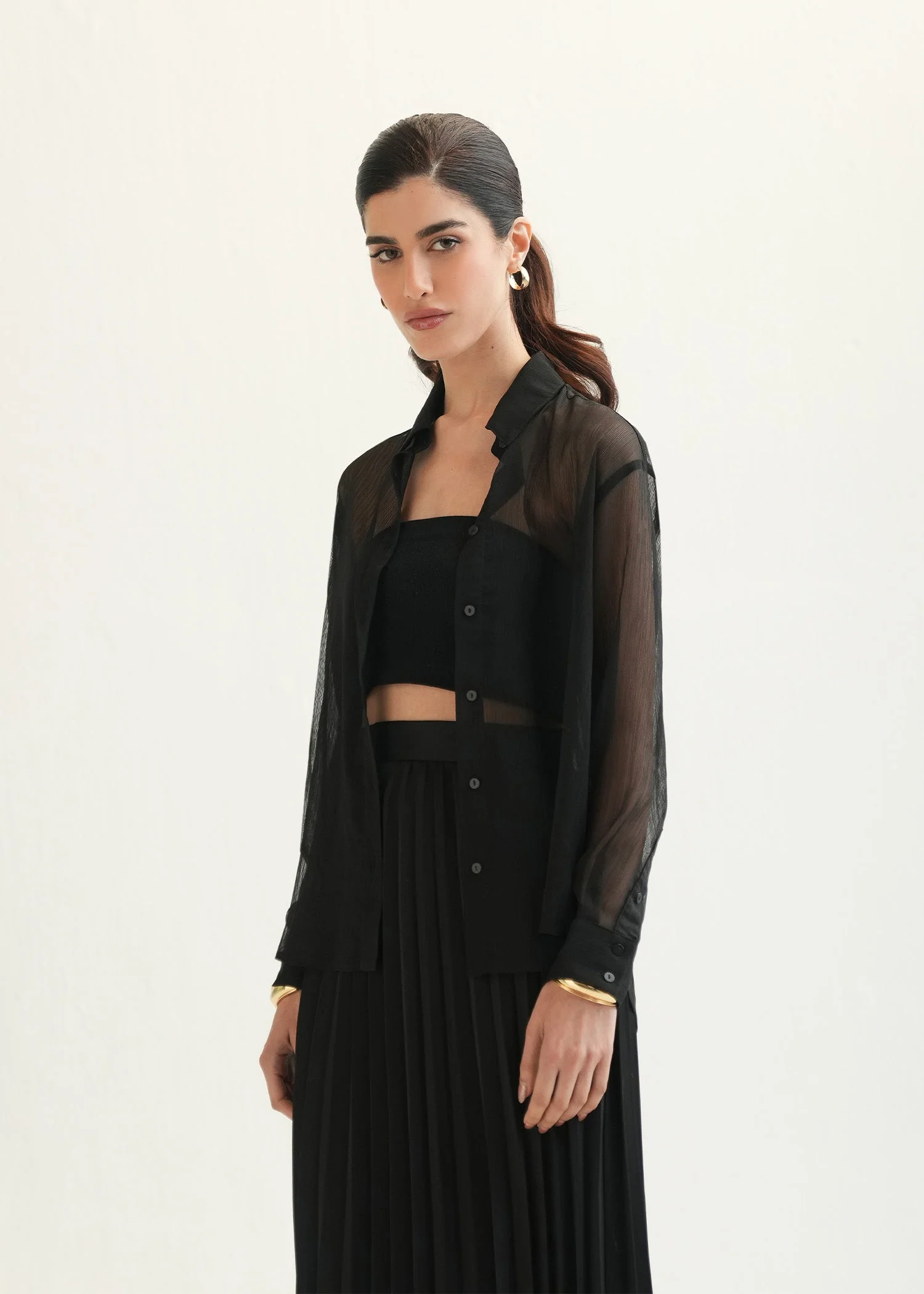 Sheer Button Down Shirt - KOA - Image 3