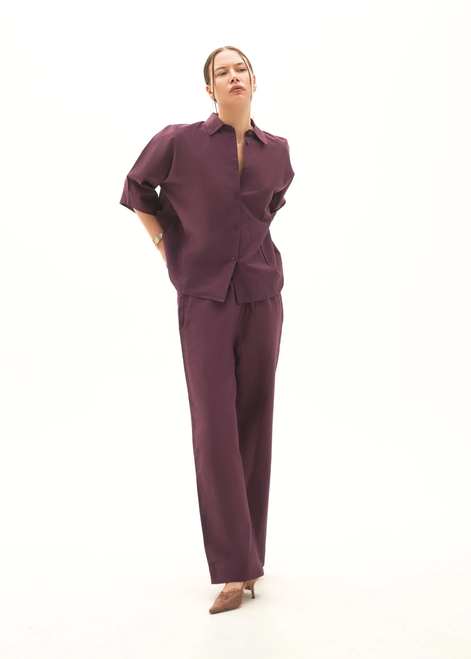 Wide-leg Linen Blend Trouser - KOA - Image 2
