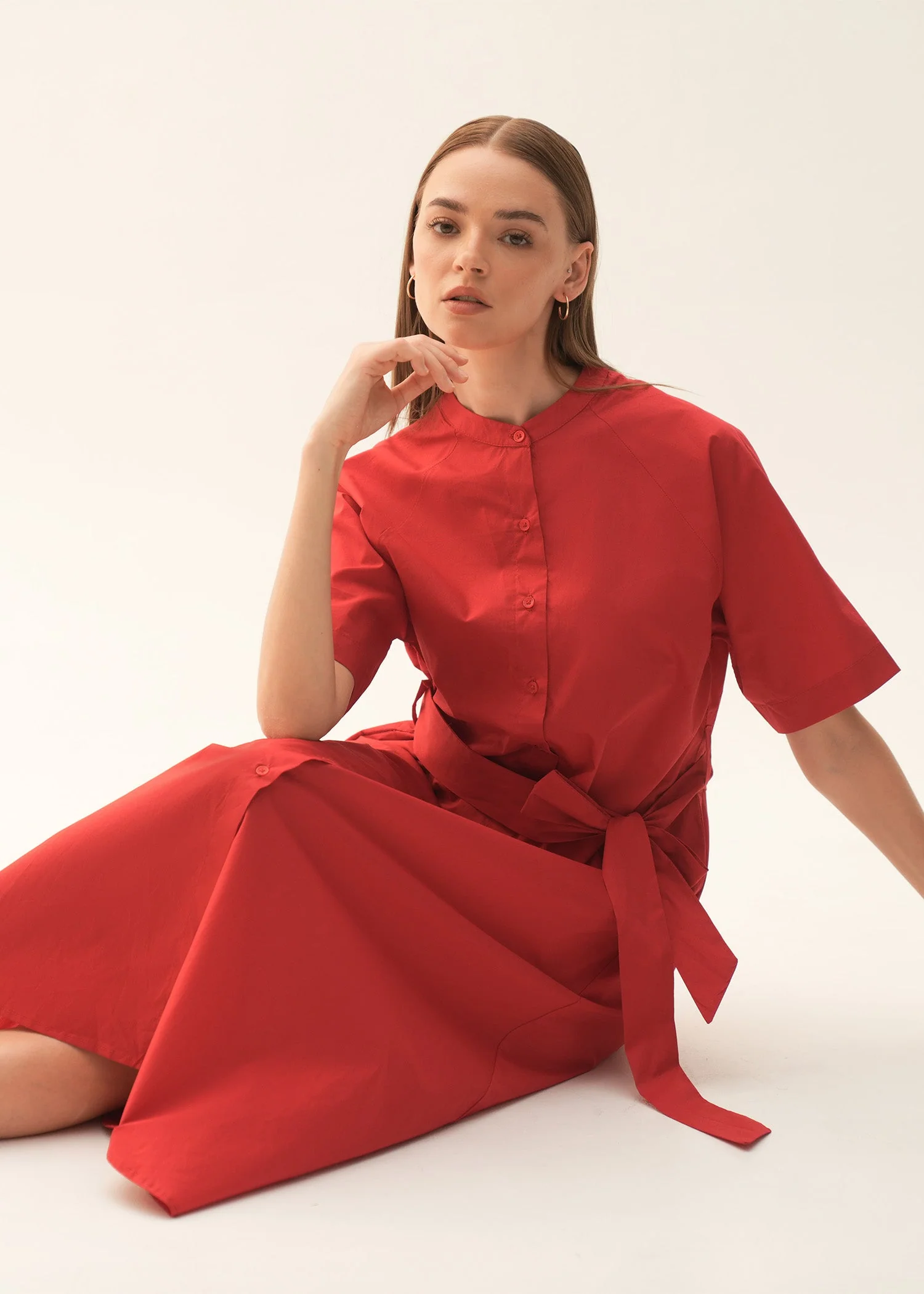 Flared Cotton Dress With Raglan Sleeves - KOA - Image 3