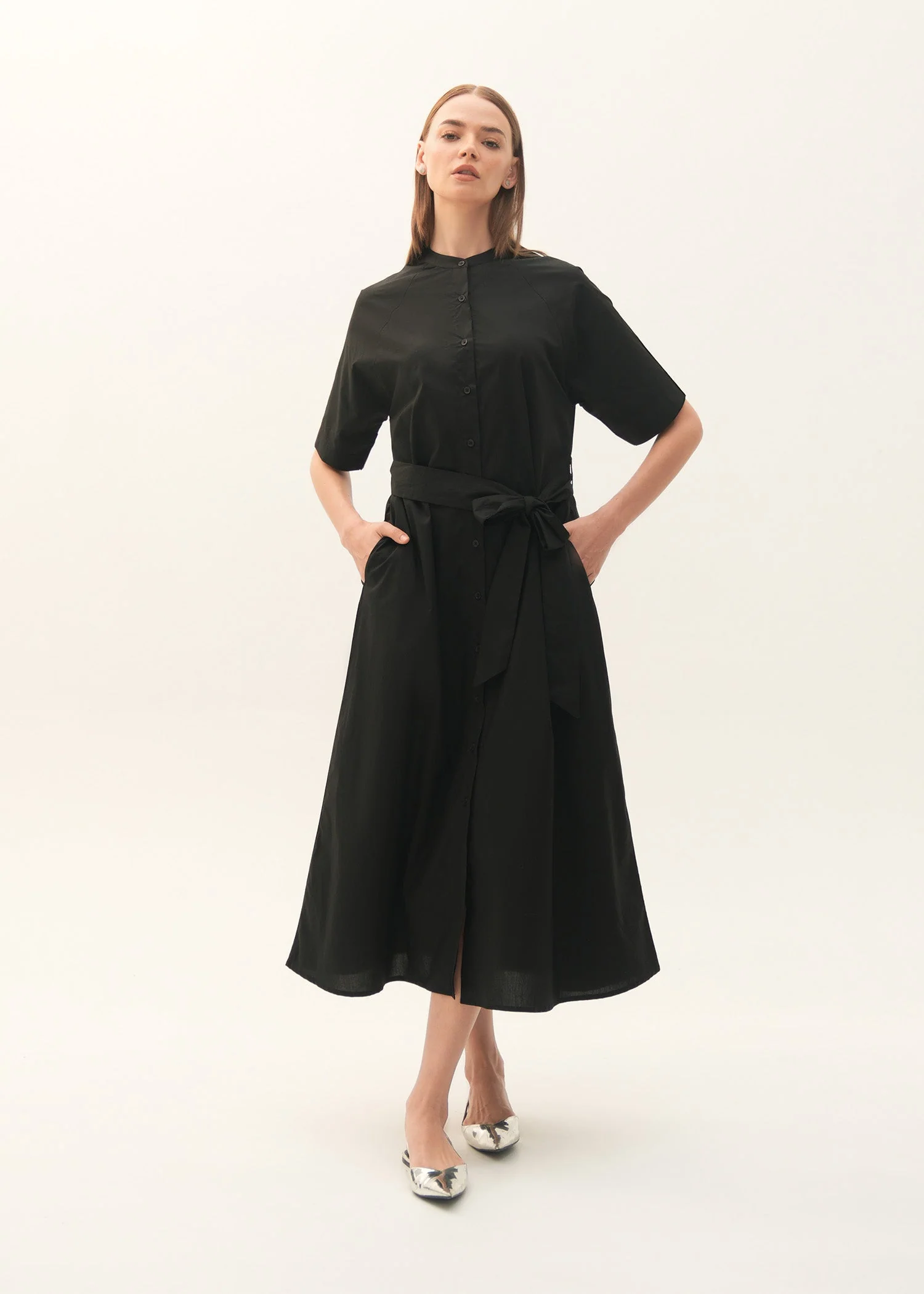 Flared Cotton Dress With Raglan Sleeves - KOA - Image 3