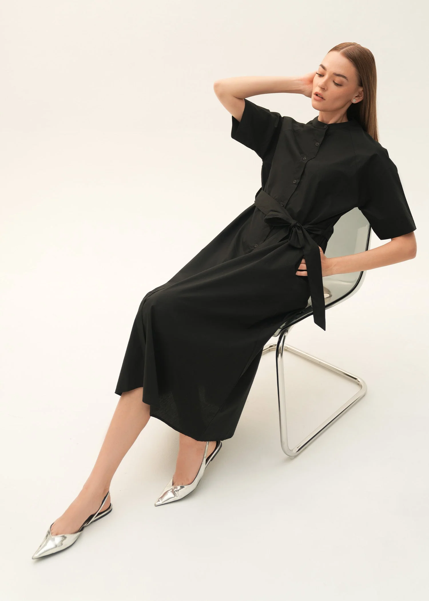Flared Cotton Dress With Raglan Sleeves - KOA - Image 7