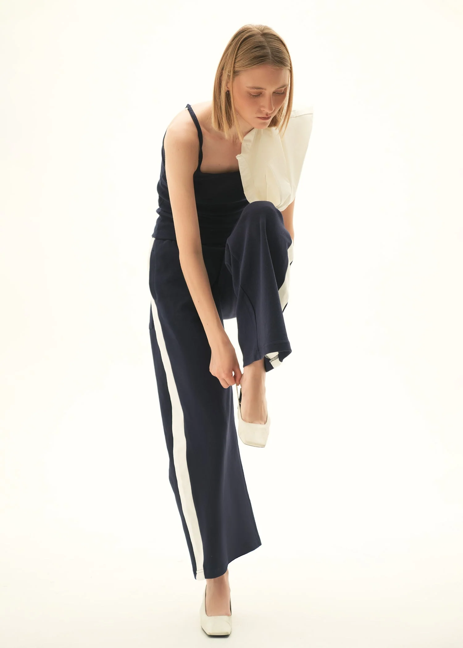 Wide Leg Trousers With Side Contrasting Panel - KOA - Image 5